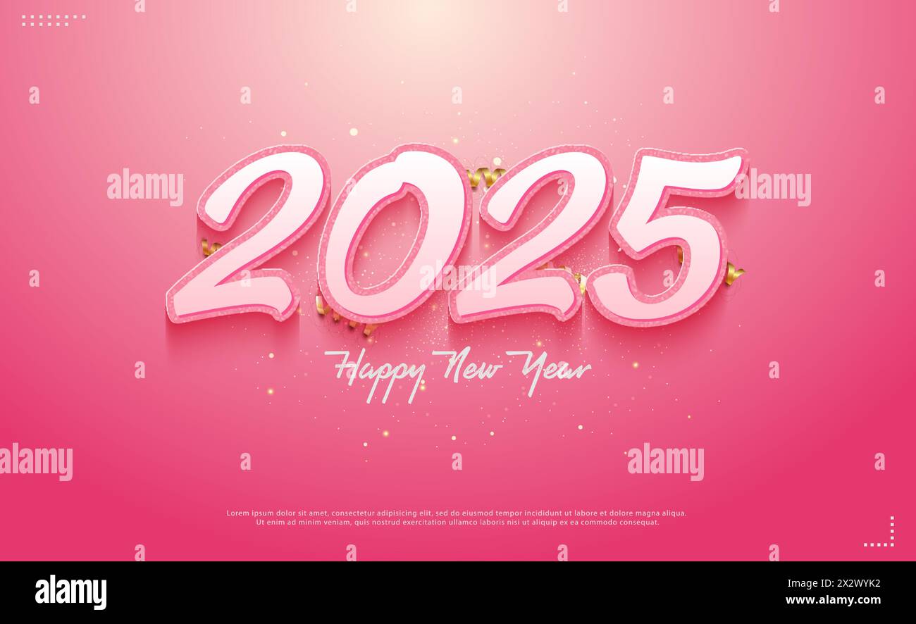 happy new year 2025 with beautiful and romantic celebration banner
