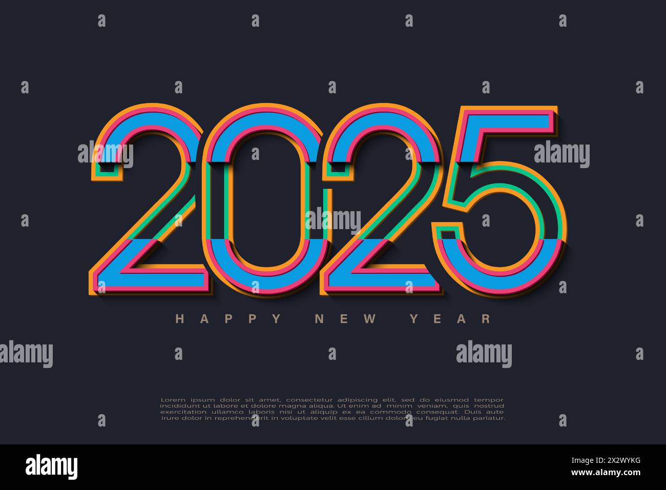 2025 new year with simple and elegant - 2025 New Year With Simple And Elegant Coloring 2025 New Year Celebrationfor Flyers Banners And Calendars 2025 2X2WYKG 