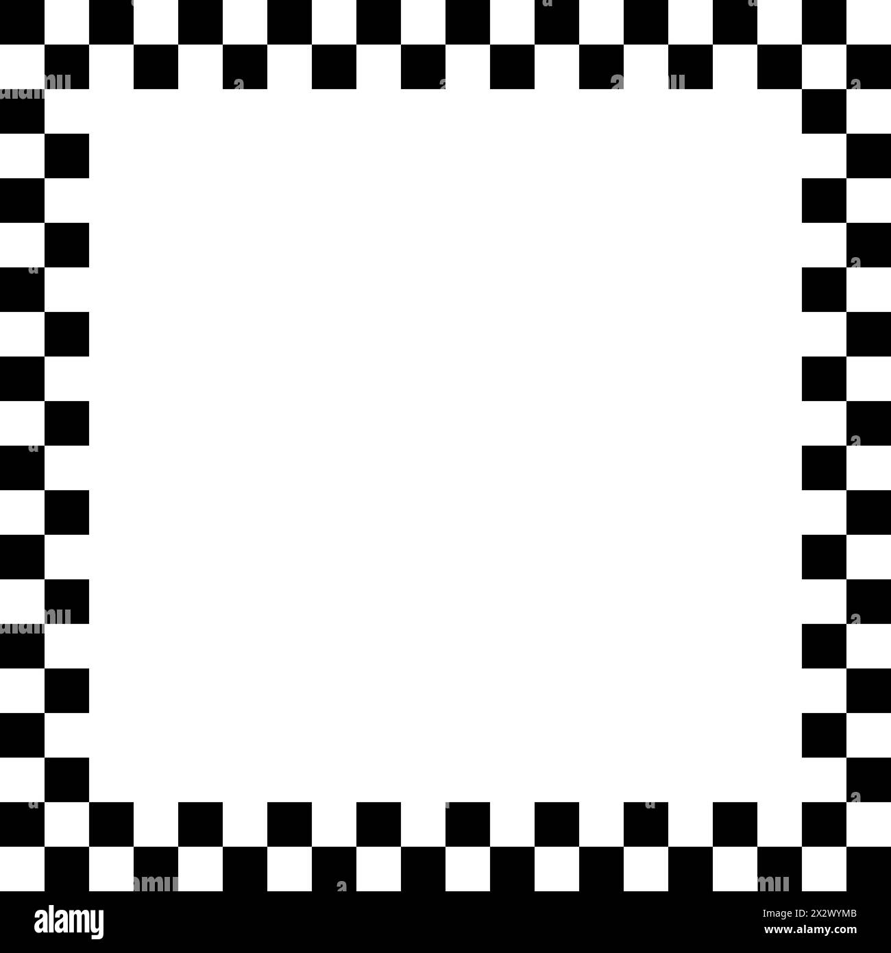 Checkers frame, border in line art style geometric seamless pattern