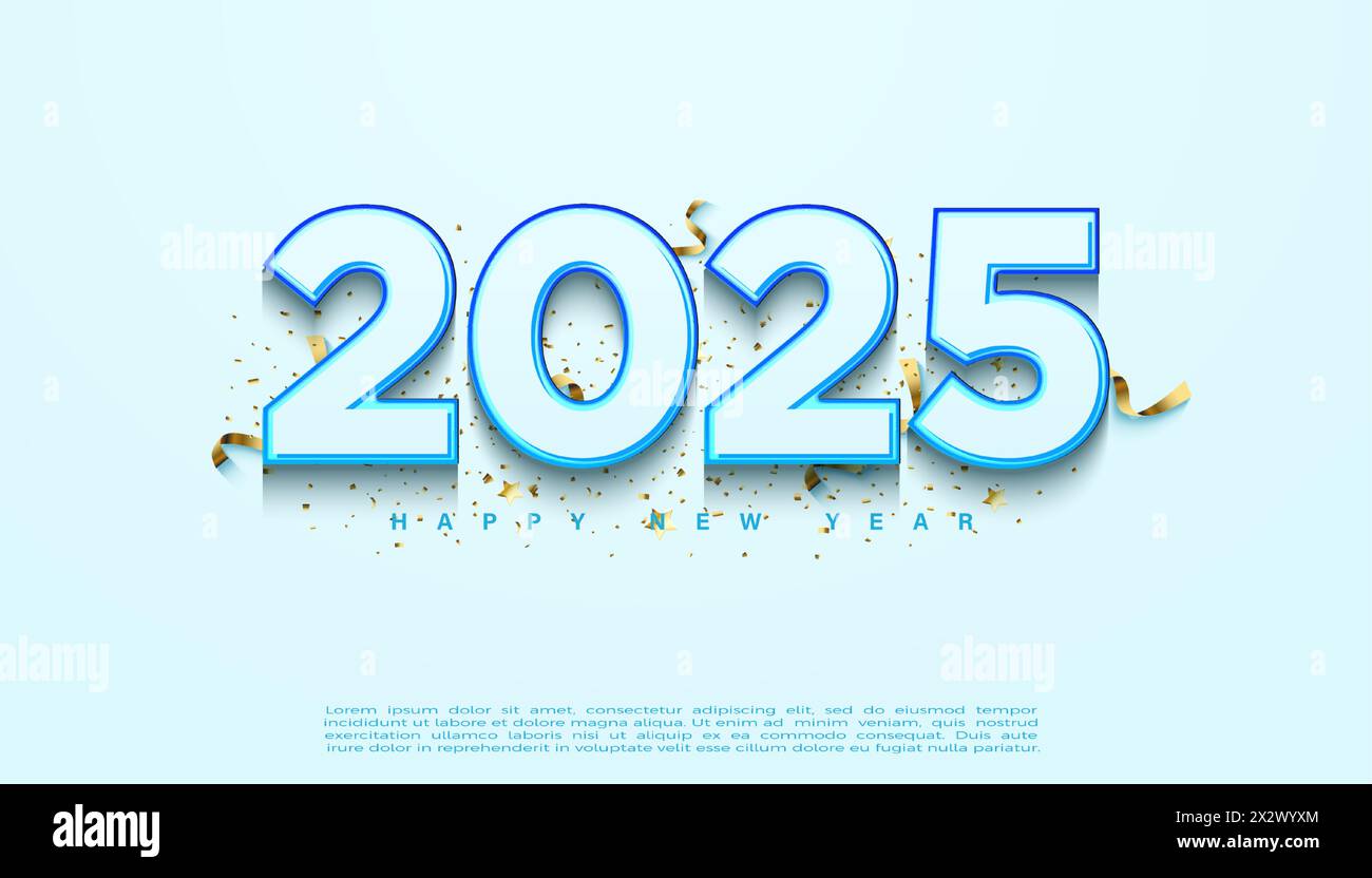 2025 new year poster. with beautiful numbers and subtle coloring