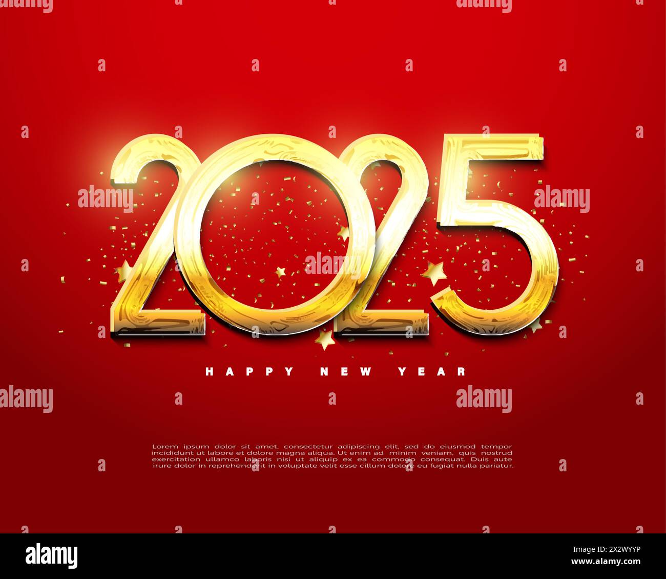 Happy New Year 2025 flyer with very fancy numbers and modern colors. Greeting concept for 2025