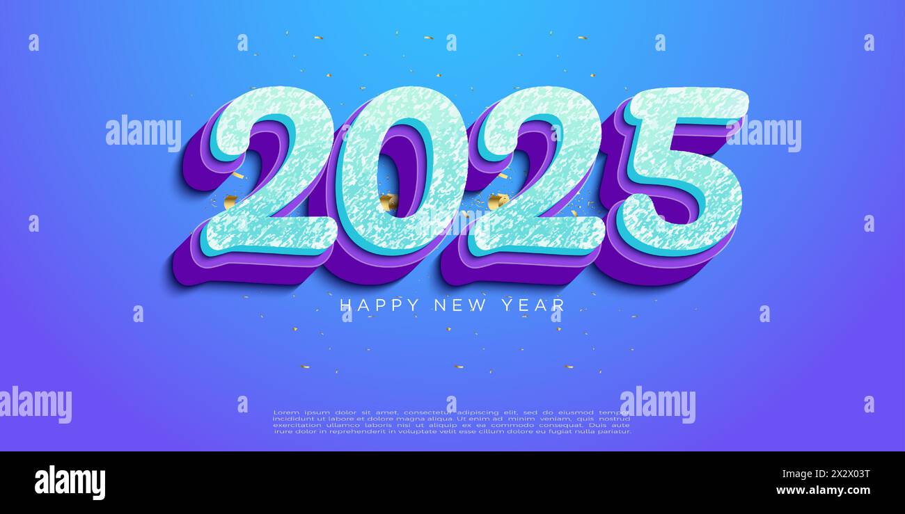 New Year 2025. Textured vector numbers 2025 for year celebration