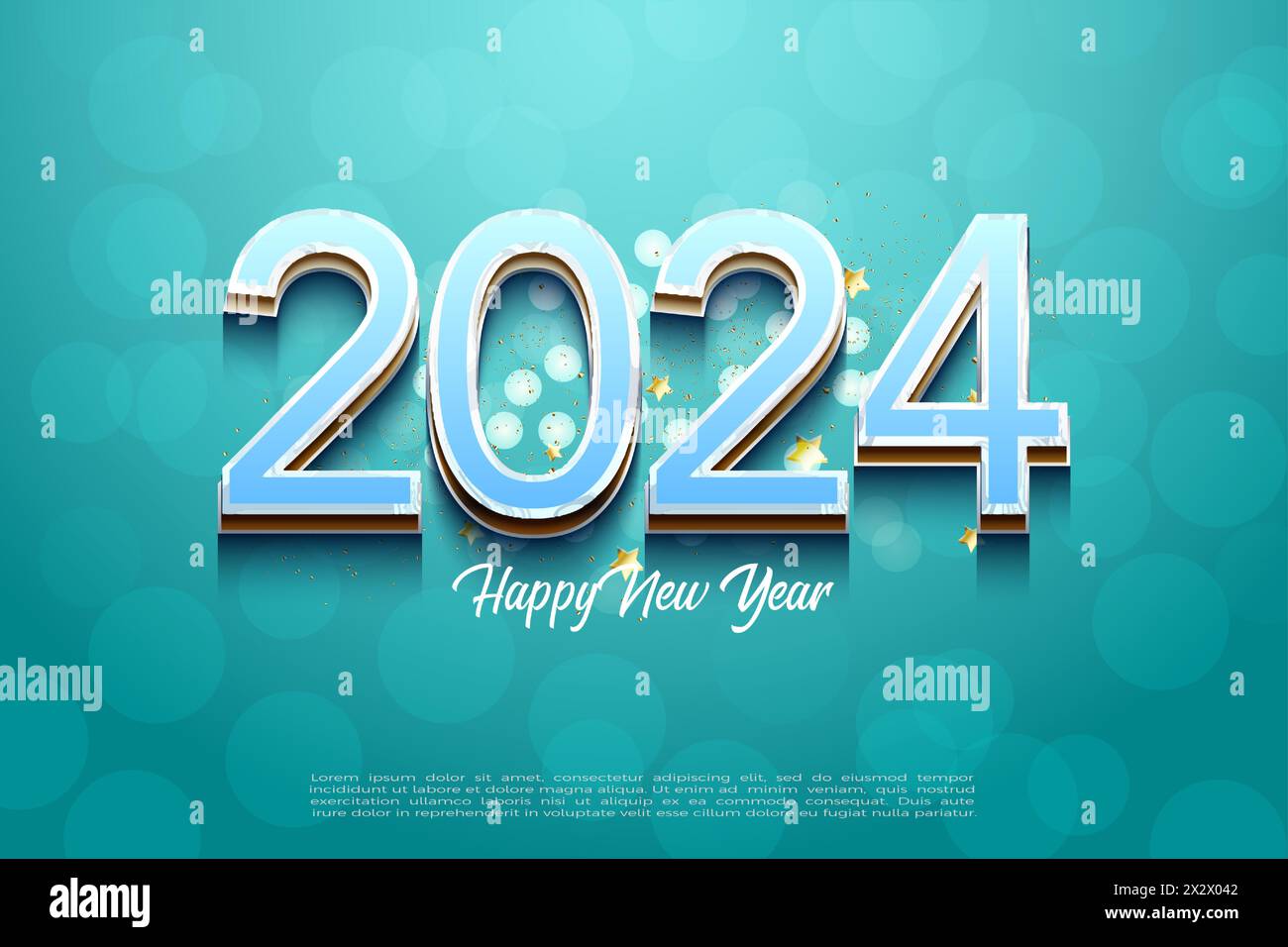 Happy New Year 2025. With simple numbers and beautiful colors on a transparent bubble background