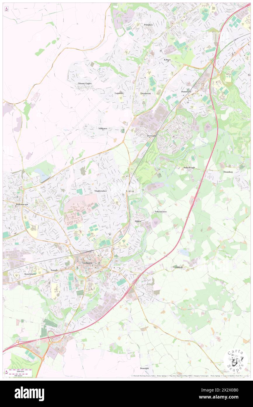 Lambeg, Lisburn and Castlereagh, GB, United Kingdom, Northern Ireland, N 54 31' 42'', S 6 1' 50'', map, Cartascapes Map published in 2024. Explore Cartascapes, a map revealing Earth's diverse landscapes, cultures, and ecosystems. Journey through time and space, discovering the interconnectedness of our planet's past, present, and future. Stock Photo