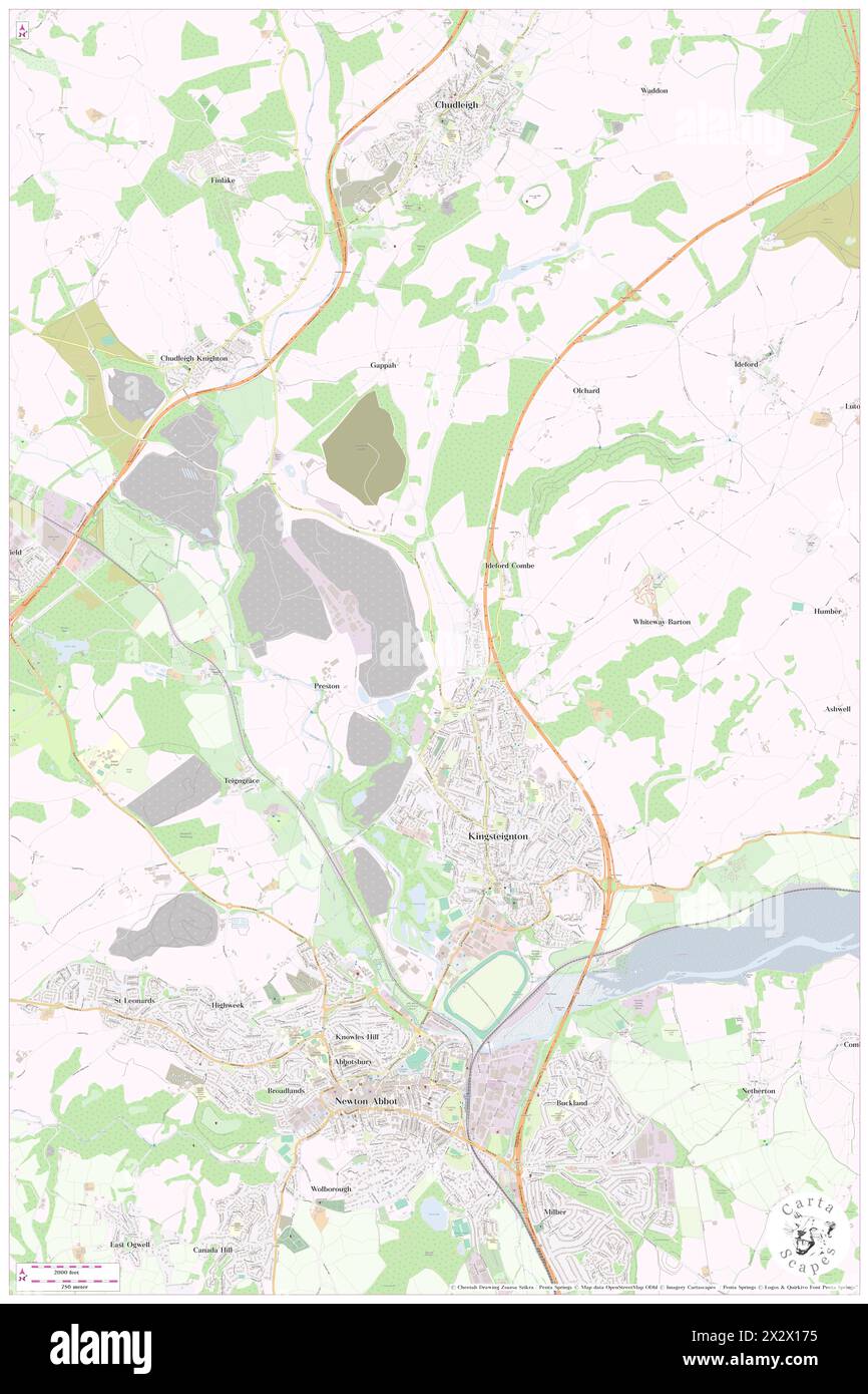 Kingsteignton, Devon, GB, United Kingdom, England, N 50 32' 59'', S 3 34' 59'', map, Cartascapes Map published in 2024. Explore Cartascapes, a map revealing Earth's diverse landscapes, cultures, and ecosystems. Journey through time and space, discovering the interconnectedness of our planet's past, present, and future. Stock Photo