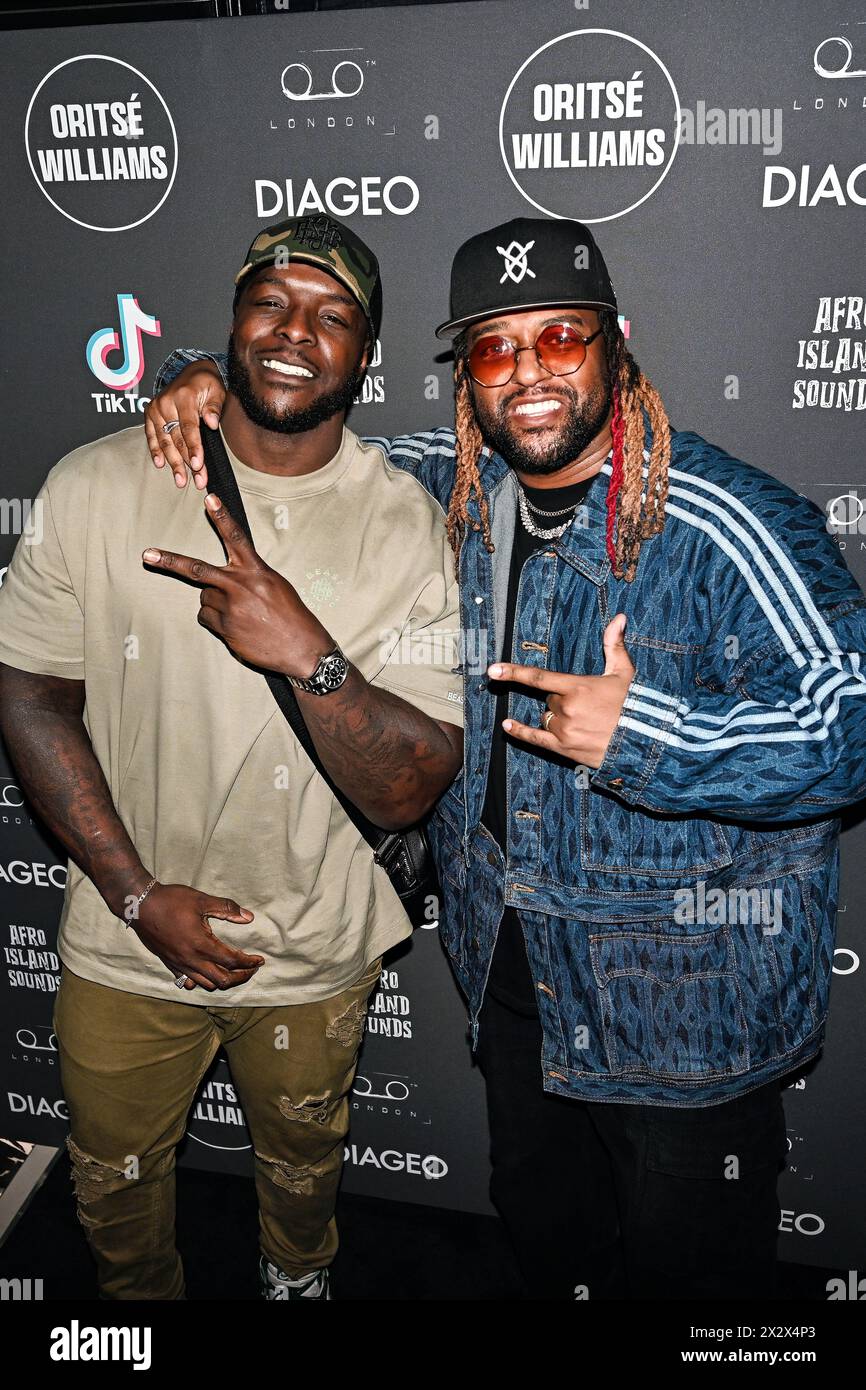 London, UK. 23 April 2024 Oritsé Williams and Adebayo Akinfenwa