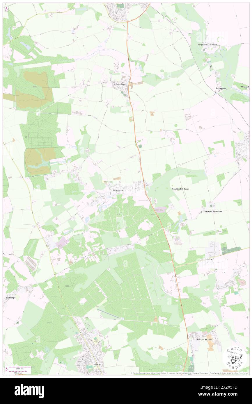 Hevingham, Norfolk, GB, United Kingdom, England, N 52 44' 34'', N 1 15' 17'', map, Cartascapes Map published in 2024. Explore Cartascapes, a map revealing Earth's diverse landscapes, cultures, and ecosystems. Journey through time and space, discovering the interconnectedness of our planet's past, present, and future. Stock Photo