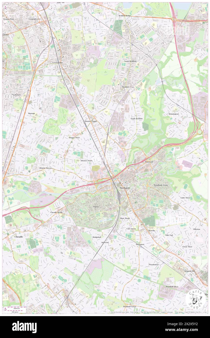 Heaton Norris, Borough of Stockport, GB, United Kingdom, England, N 53 24' 59'', S 2 10' 11'', map, Cartascapes Map published in 2024. Explore Cartascapes, a map revealing Earth's diverse landscapes, cultures, and ecosystems. Journey through time and space, discovering the interconnectedness of our planet's past, present, and future. Stock Photo