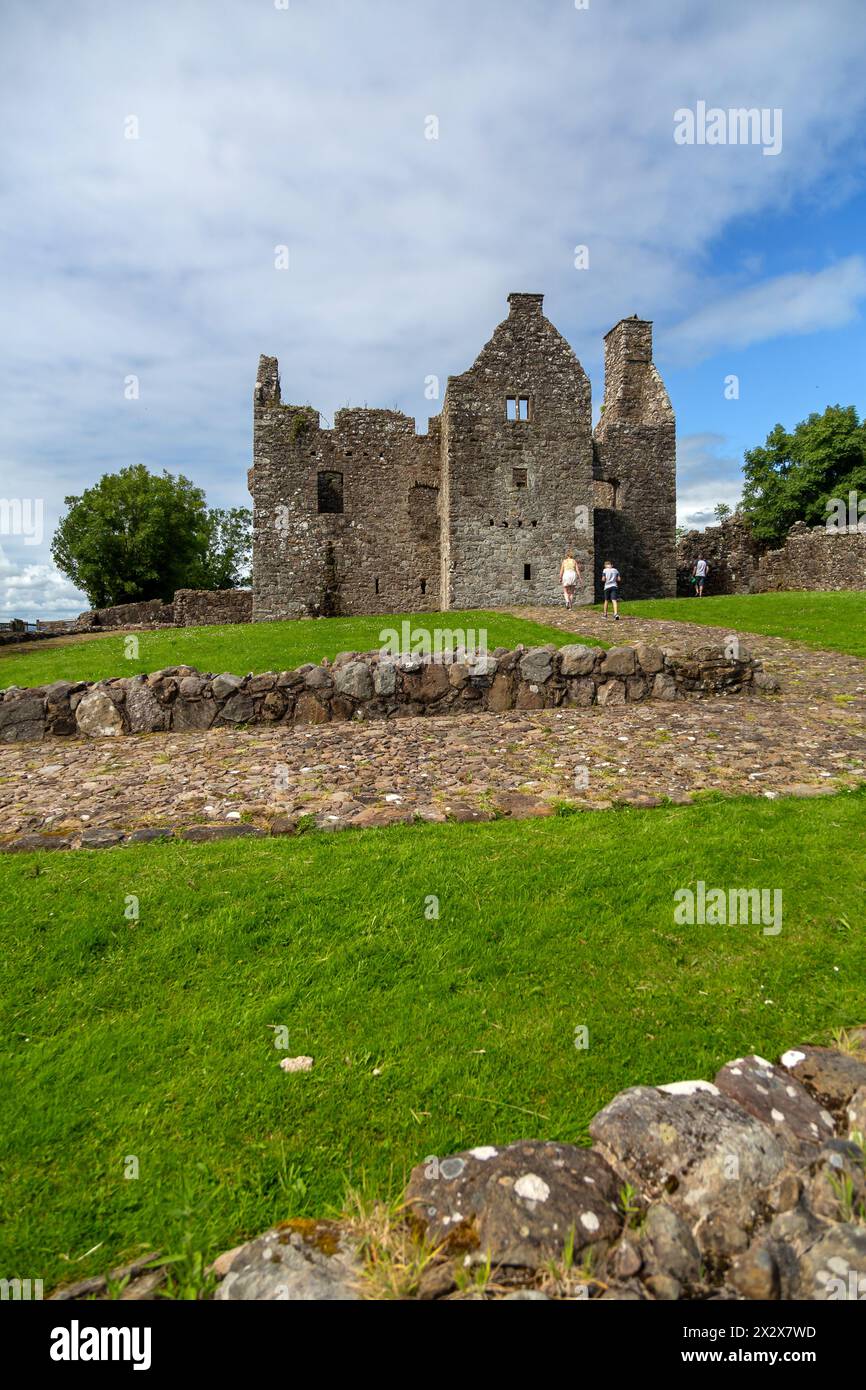 20.07.2019, Tully, County Tyrone, Northern Ireland, United Kingdom - Tully Castle ruins, built for Ulster Scotsman Sir John Hume 1612-1615 and burnt d Stock Photo
