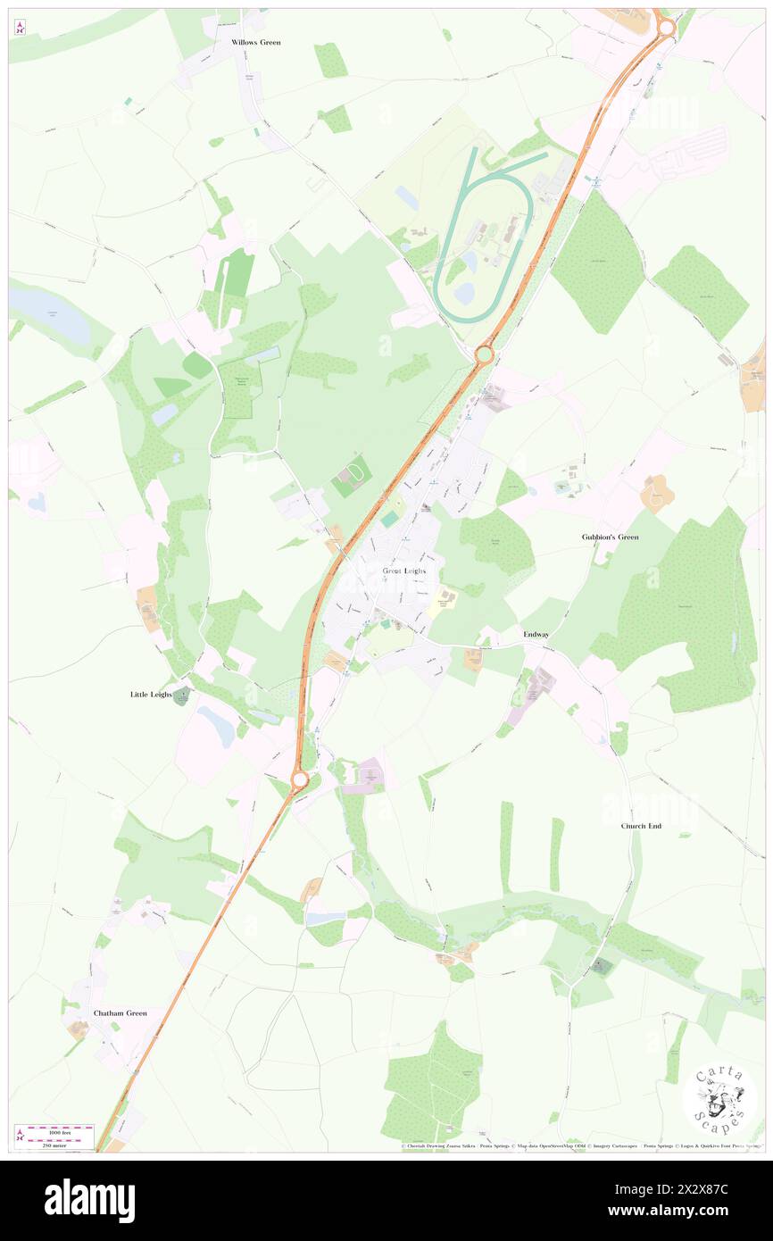 Great Leighs, Essex, GB, United Kingdom, England, N 51 49' 39'', N 0 30' 23'', map, Cartascapes Map published in 2024. Explore Cartascapes, a map revealing Earth's diverse landscapes, cultures, and ecosystems. Journey through time and space, discovering the interconnectedness of our planet's past, present, and future. Stock Photo