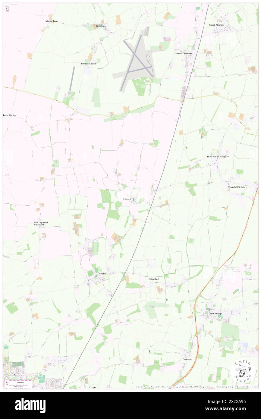 Gissing, Norfolk, GB, United Kingdom, England, N 52 25' 27'', N 1 9' 14'', map, Cartascapes Map published in 2024. Explore Cartascapes, a map revealing Earth's diverse landscapes, cultures, and ecosystems. Journey through time and space, discovering the interconnectedness of our planet's past, present, and future. Stock Photo