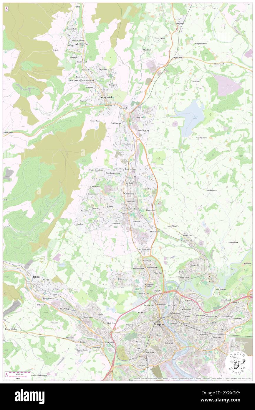 Cwmbran, Torfaen County Borough, GB, United Kingdom, Wales, N 51 39' 16'', S 3 1' 22'', map, Cartascapes Map published in 2024. Explore Cartascapes, a map revealing Earth's diverse landscapes, cultures, and ecosystems. Journey through time and space, discovering the interconnectedness of our planet's past, present, and future. Stock Photo