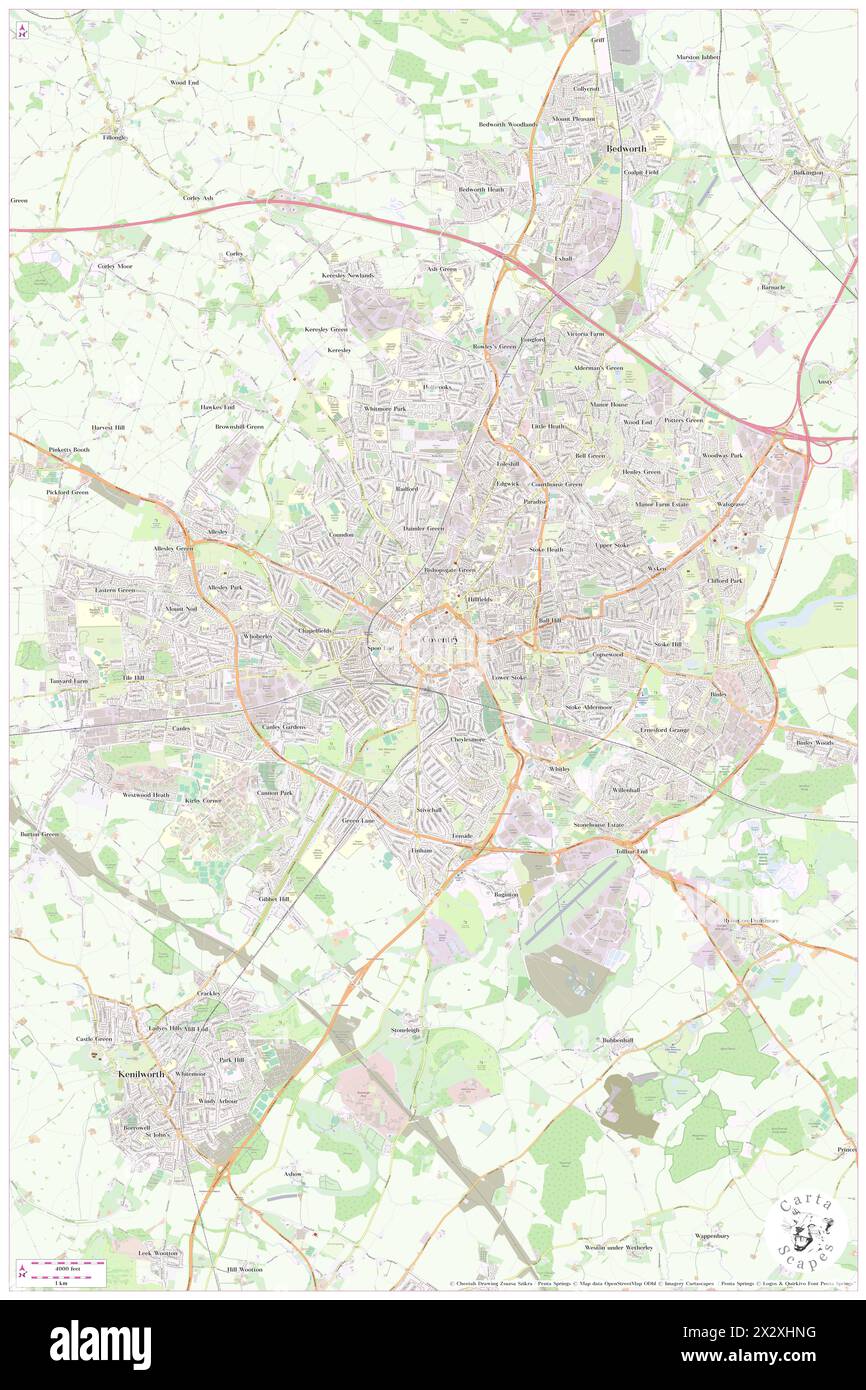 Coventry, Coventry, GB, United Kingdom, England, N 52 24' 23'', S 1 30' 43'', map, Cartascapes Map published in 2024. Explore Cartascapes, a map revealing Earth's diverse landscapes, cultures, and ecosystems. Journey through time and space, discovering the interconnectedness of our planet's past, present, and future. Stock Photo