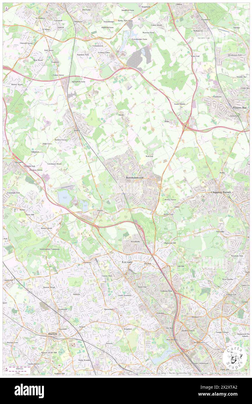 Borehamwood, Hertfordshire, GB, United Kingdom, England, N 51 39' 16'', S 0 16' 39'', map, Cartascapes Map published in 2024. Explore Cartascapes, a map revealing Earth's diverse landscapes, cultures, and ecosystems. Journey through time and space, discovering the interconnectedness of our planet's past, present, and future. Stock Photo