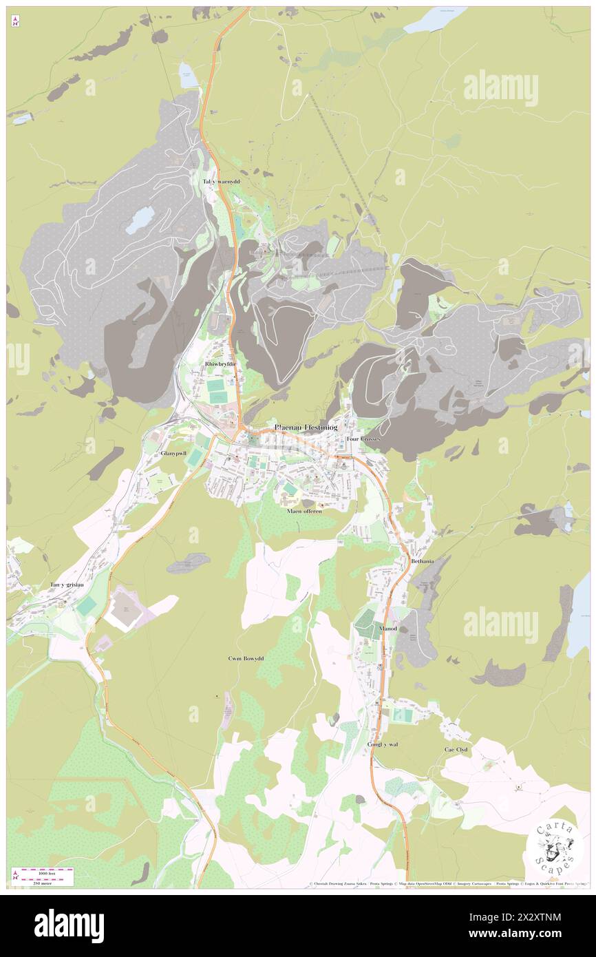 Blaenau-Ffestiniog, Gwynedd, GB, United Kingdom, Wales, N 52 59' 40'', S 3 56' 13'', map, Cartascapes Map published in 2024. Explore Cartascapes, a map revealing Earth's diverse landscapes, cultures, and ecosystems. Journey through time and space, discovering the interconnectedness of our planet's past, present, and future. Stock Photo