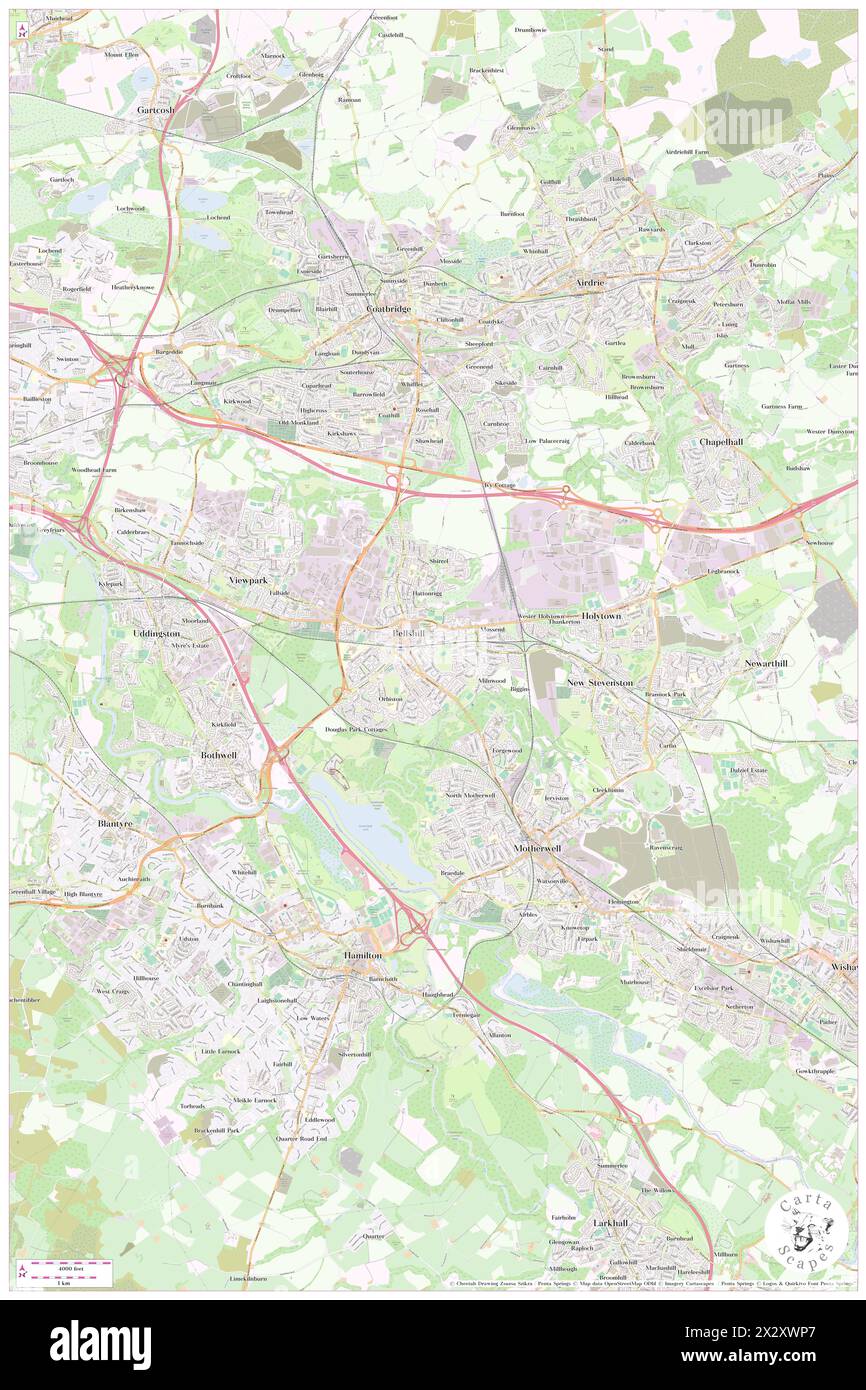 Bellshill, North Lanarkshire, GB, United Kingdom, Scotland, N 55 49' 0'', S 4 1' 0'', map, Cartascapes Map published in 2024. Explore Cartascapes, a map revealing Earth's diverse landscapes, cultures, and ecosystems. Journey through time and space, discovering the interconnectedness of our planet's past, present, and future. Stock Photo