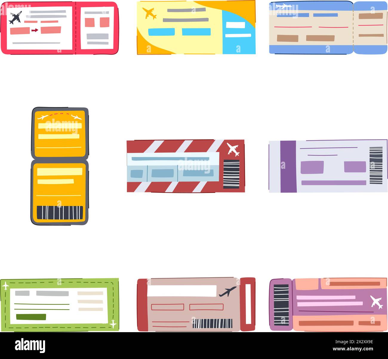 Boarding Pass Set Cartoon Vector Illustration Stock Vector Image And Art