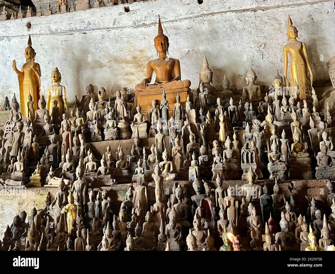 pak-ou-laos-16th-apr-2024-a-group-of-buddha-statues-in-the-pak-ou