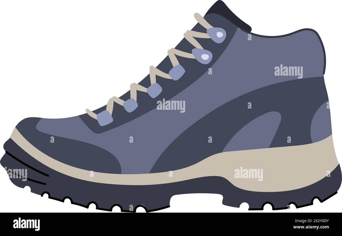 trail hiking boots male cartoon vector illustration Stock Vector