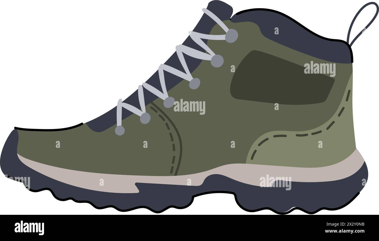 durable hiking boots male cartoon vector illustration Stock Vector