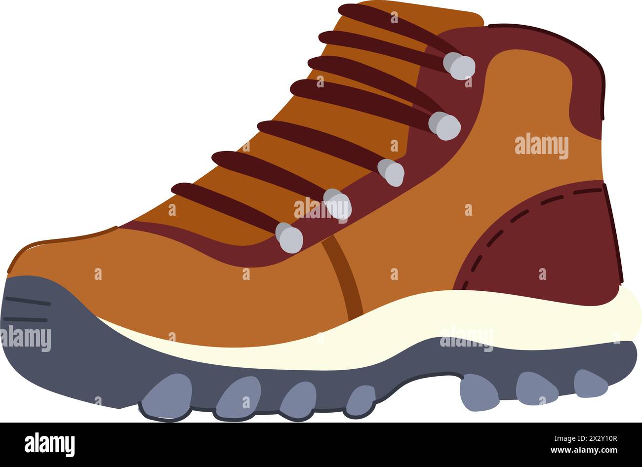 trekking hiking boots male cartoon vector illustration Stock Vector