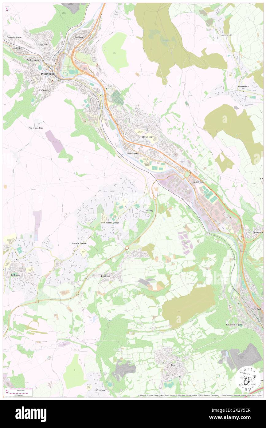 Tomen y Clawdd, Rhondda Cynon Taf, GB, United Kingdom, Wales, N 51 34' 11'', S 3 18' 43'', map, Cartascapes Map published in 2024. Explore Cartascapes, a map revealing Earth's diverse landscapes, cultures, and ecosystems. Journey through time and space, discovering the interconnectedness of our planet's past, present, and future. Stock Photo