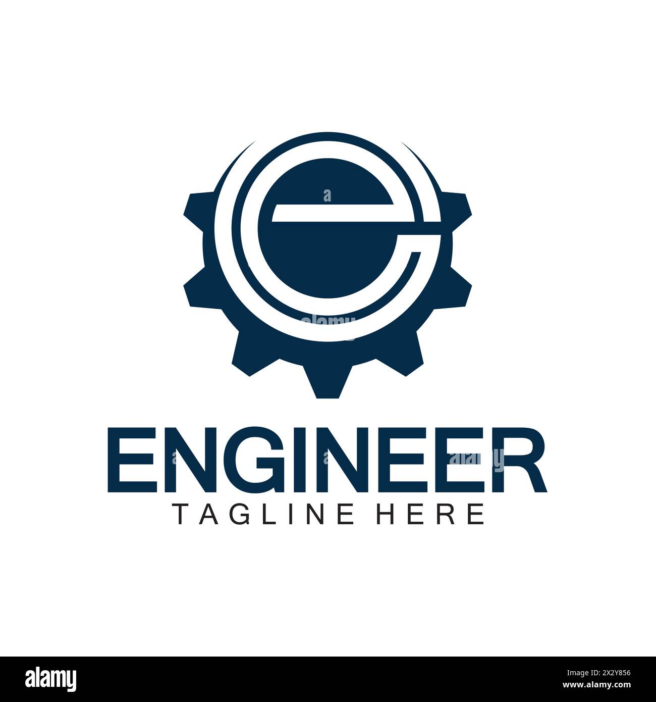 Engineer Logo Design, Letter E Gear Logo, Engineer logo with letter E and Gear elements Stock Vector