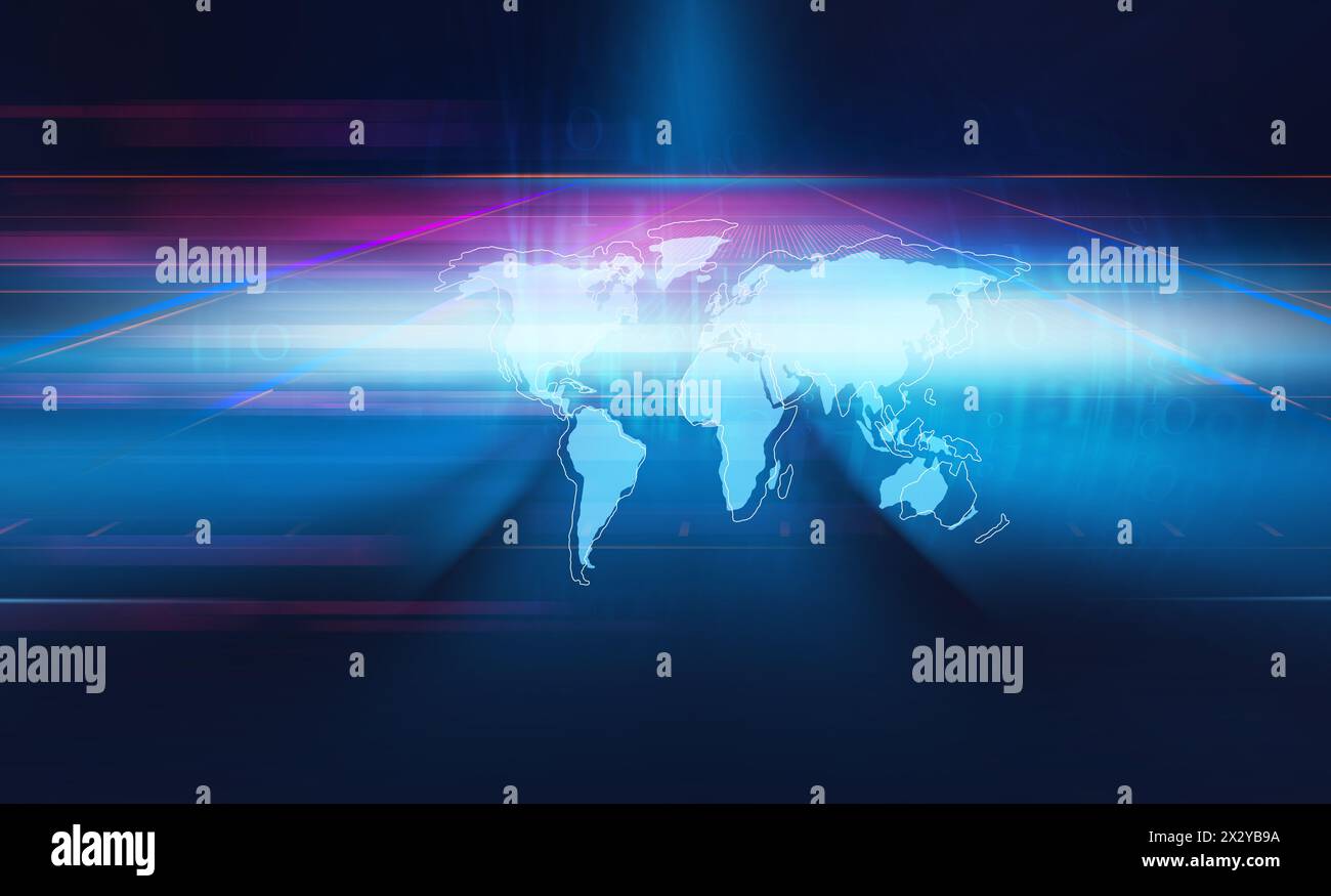 Abstract background with outline worldmap - 3d illustration Stock Photo ...