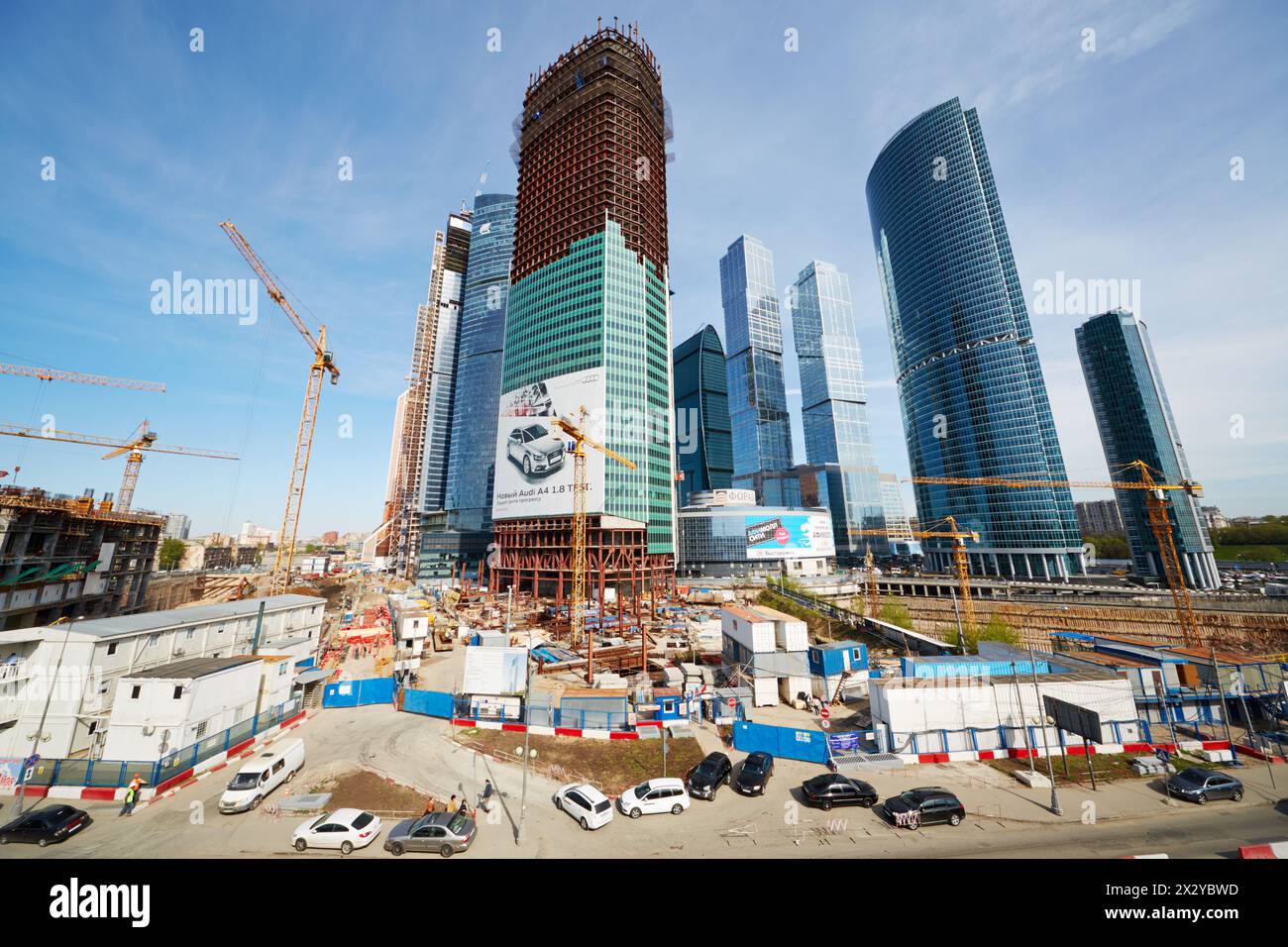 MOSCOW - MAY 2: Construction site of Moscow International Business Center , May 2, 2012, Moscow, Russia. Moscow IBC also referred to as Moscva-City, i Stock Photo