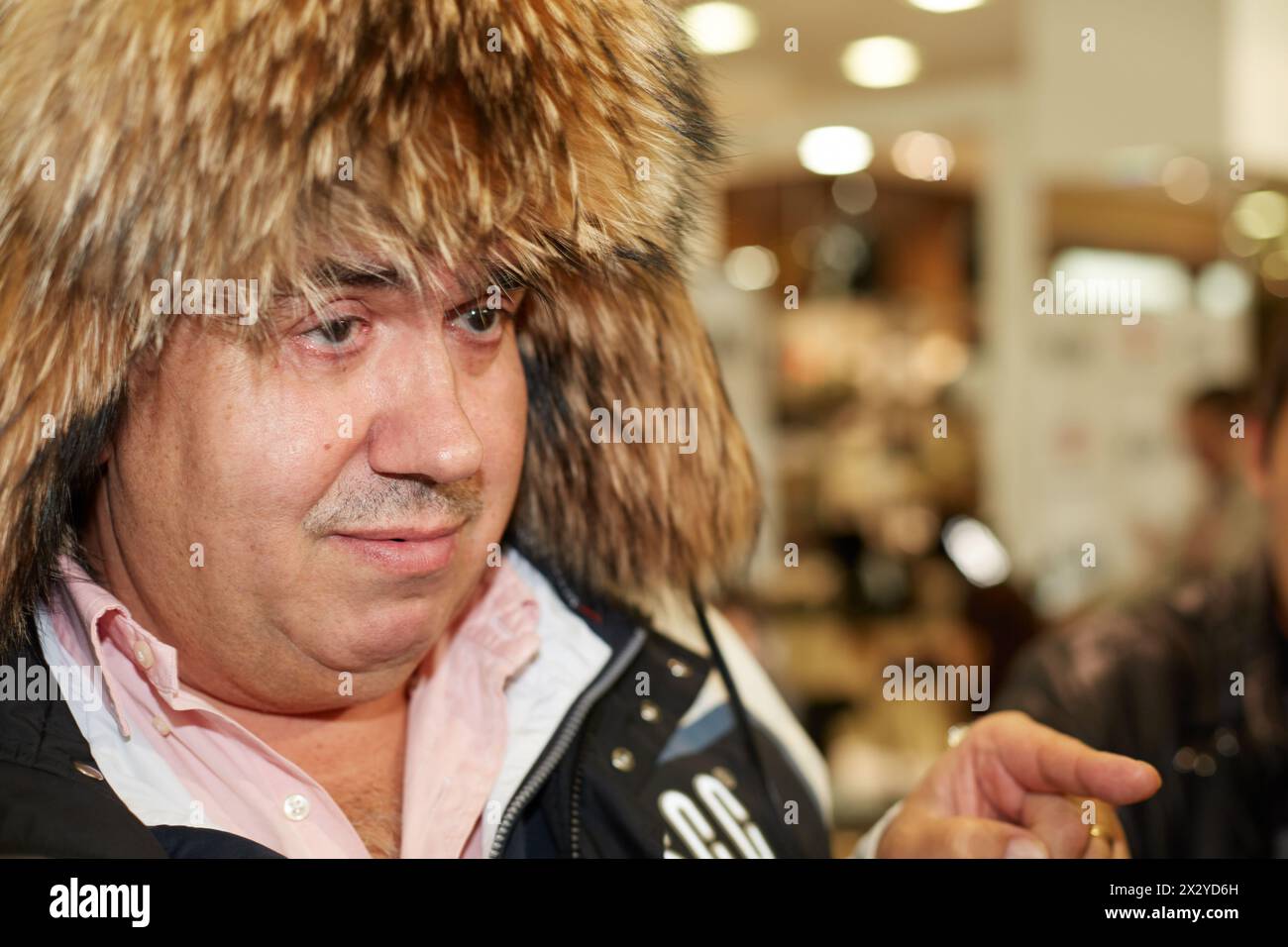 MOSCOW - OCT 22: Film and thetre actor Stanislav Sadalsky at fur salon World of Leather and Fur during celebration Phoney New Year, October 22, 2012, Stock Photo