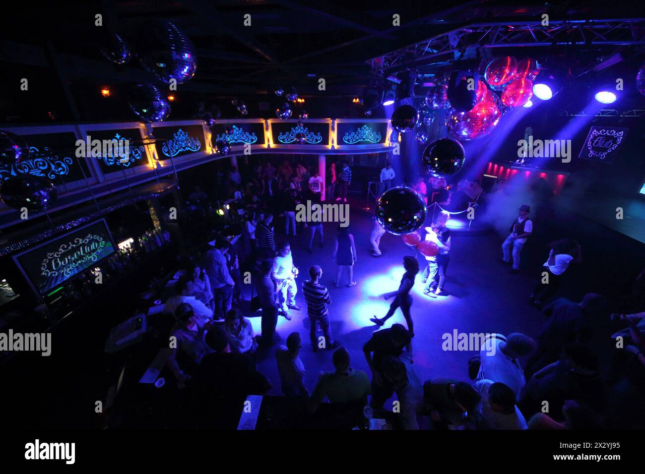 MOSCOW - SEP 21: The people on the dance floor of the nightclub Base on September 21, 2012 in Moscow, Russia. Stock Photo