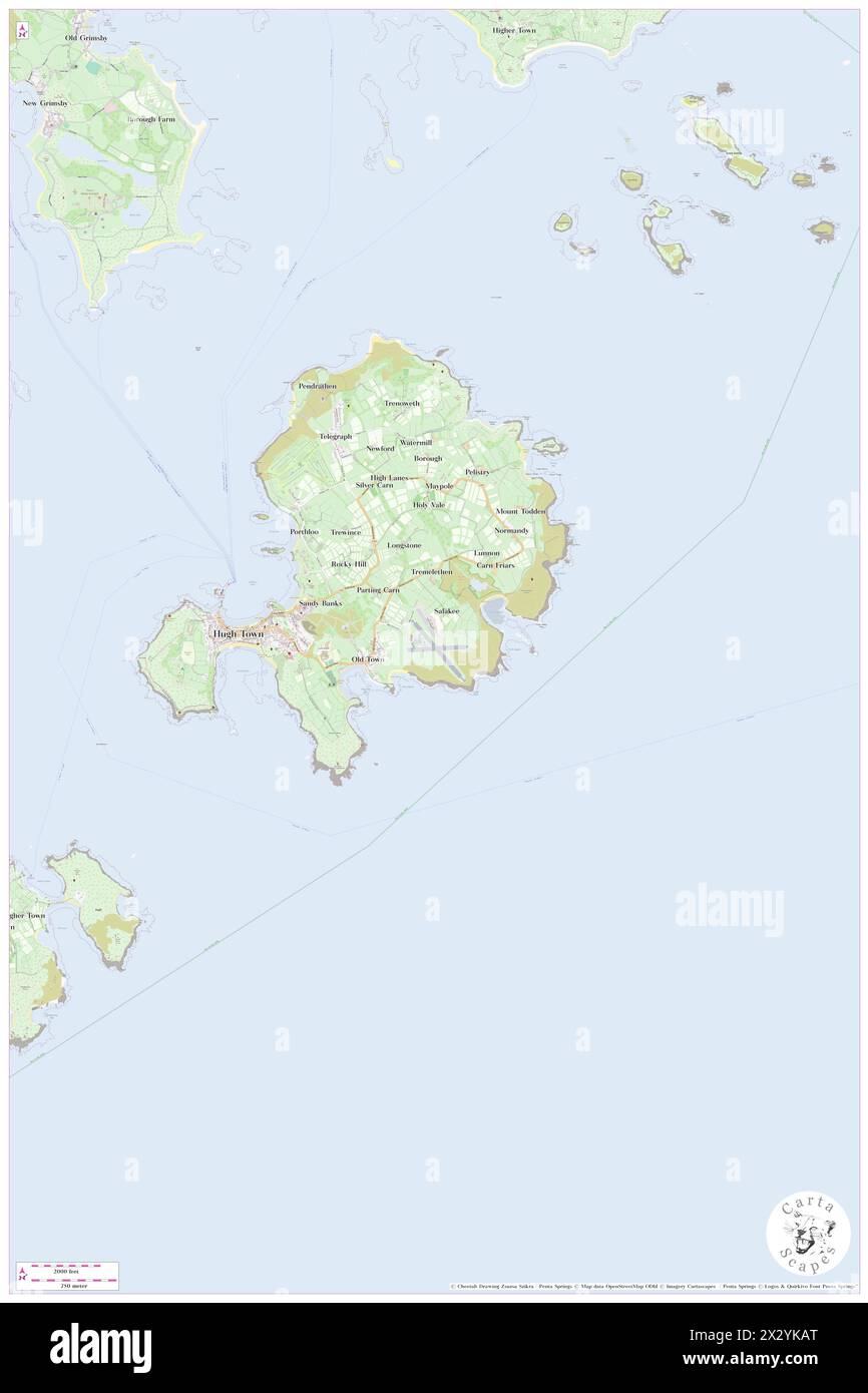 St Mary's Airport, Isles of Scilly, GB, United Kingdom, England, N 49 54' 47'', S 6 17' 31'', map, Cartascapes Map published in 2024. Explore Cartascapes, a map revealing Earth's diverse landscapes, cultures, and ecosystems. Journey through time and space, discovering the interconnectedness of our planet's past, present, and future. Stock Photo