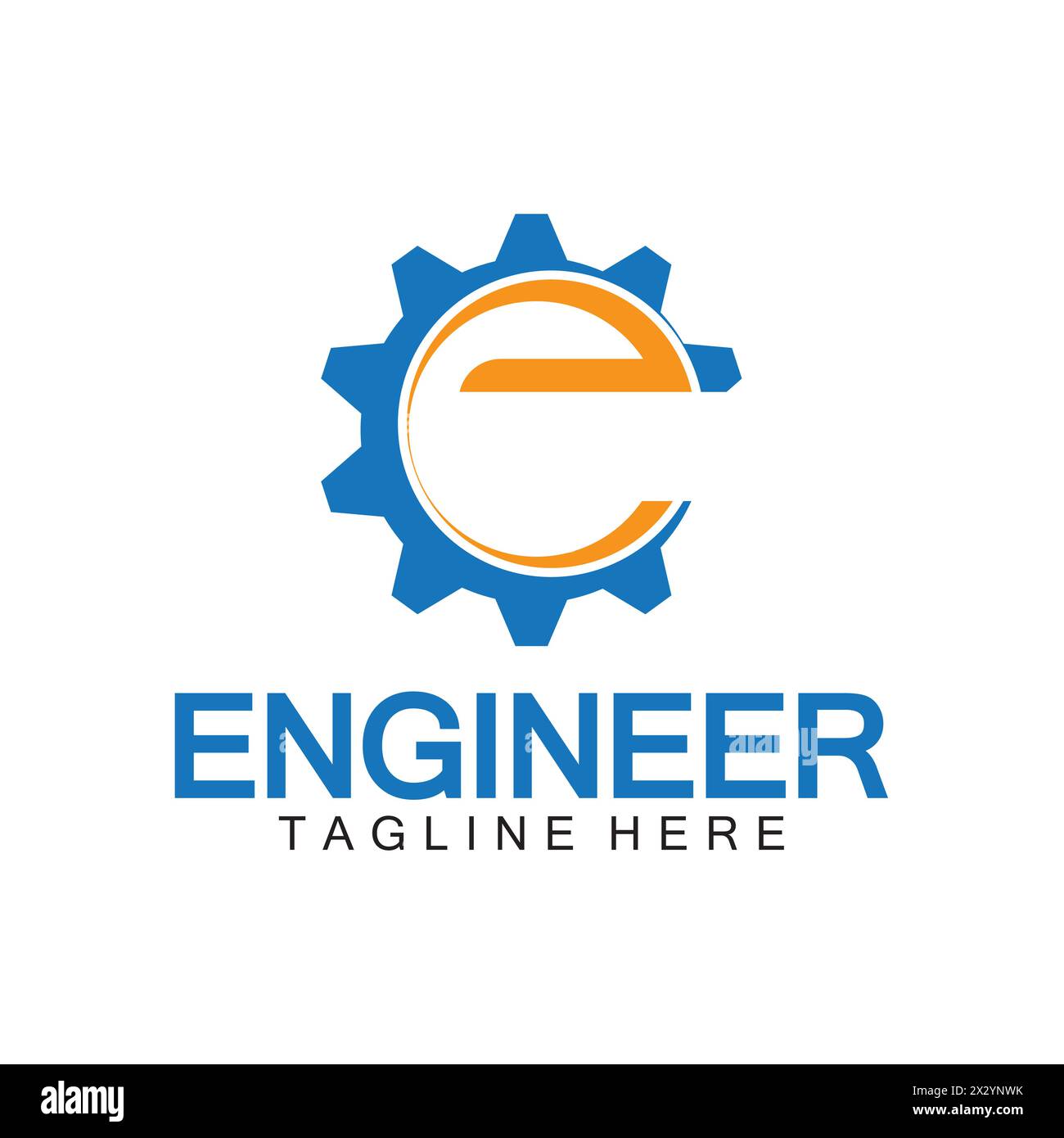 Engineer Logo Design, Letter E Gear Logo, Engineer logo with letter E and Gear elements Stock Vector