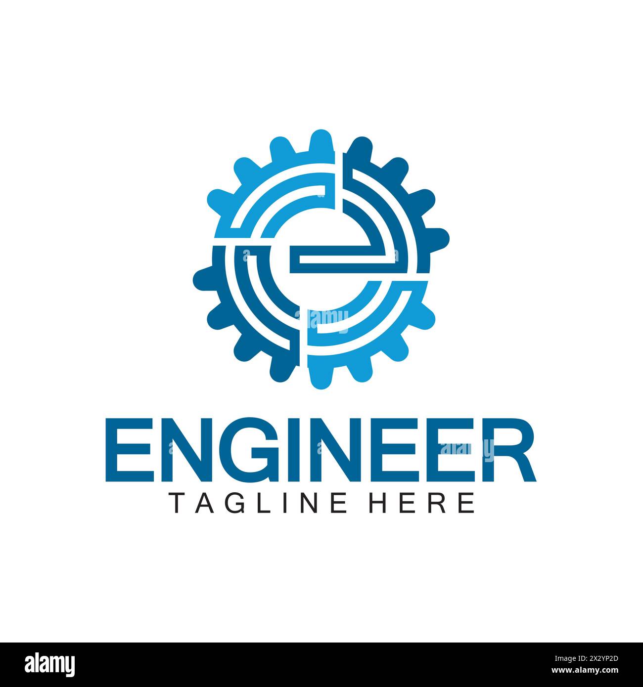 Engineer Logo Design, Letter E Gear Logo, Engineer logo with letter E and Gear elements Stock Vector