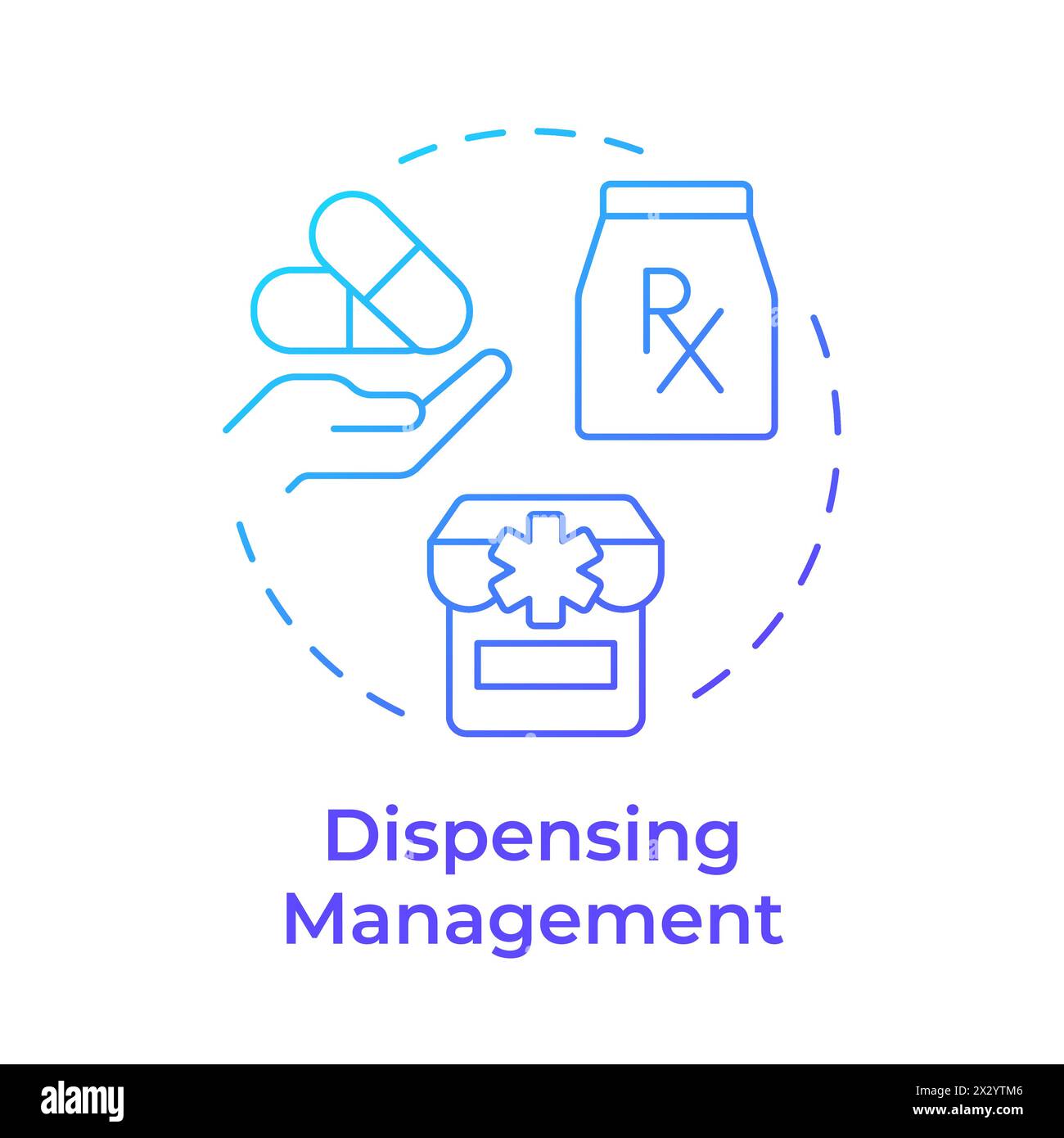 Dispensing management blue gradient concept icon Stock Vector