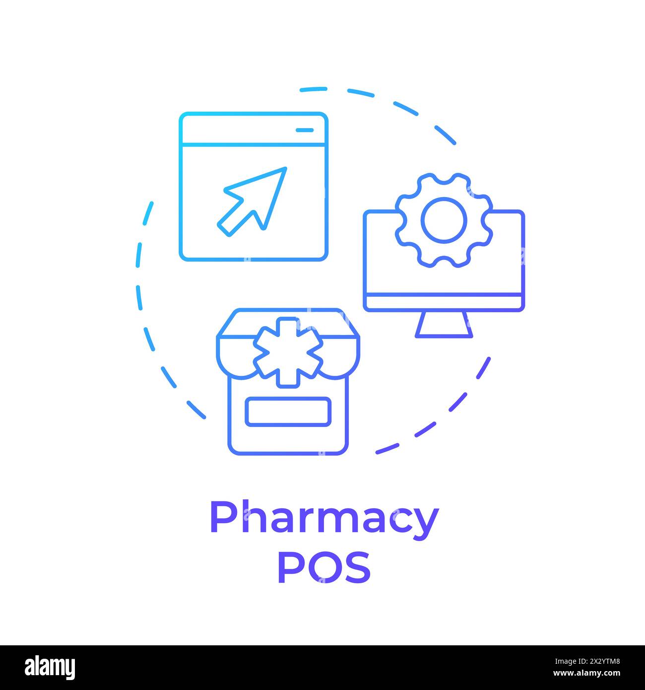 Pharmacy POS blue gradient concept icon Stock Vector