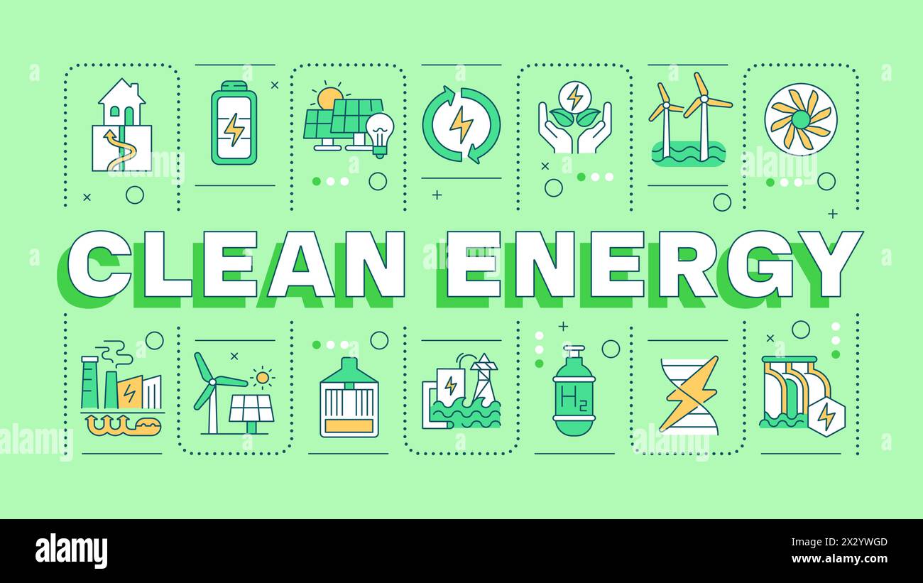 Clean energy green word concept Stock Vector Image & Art - Alamy