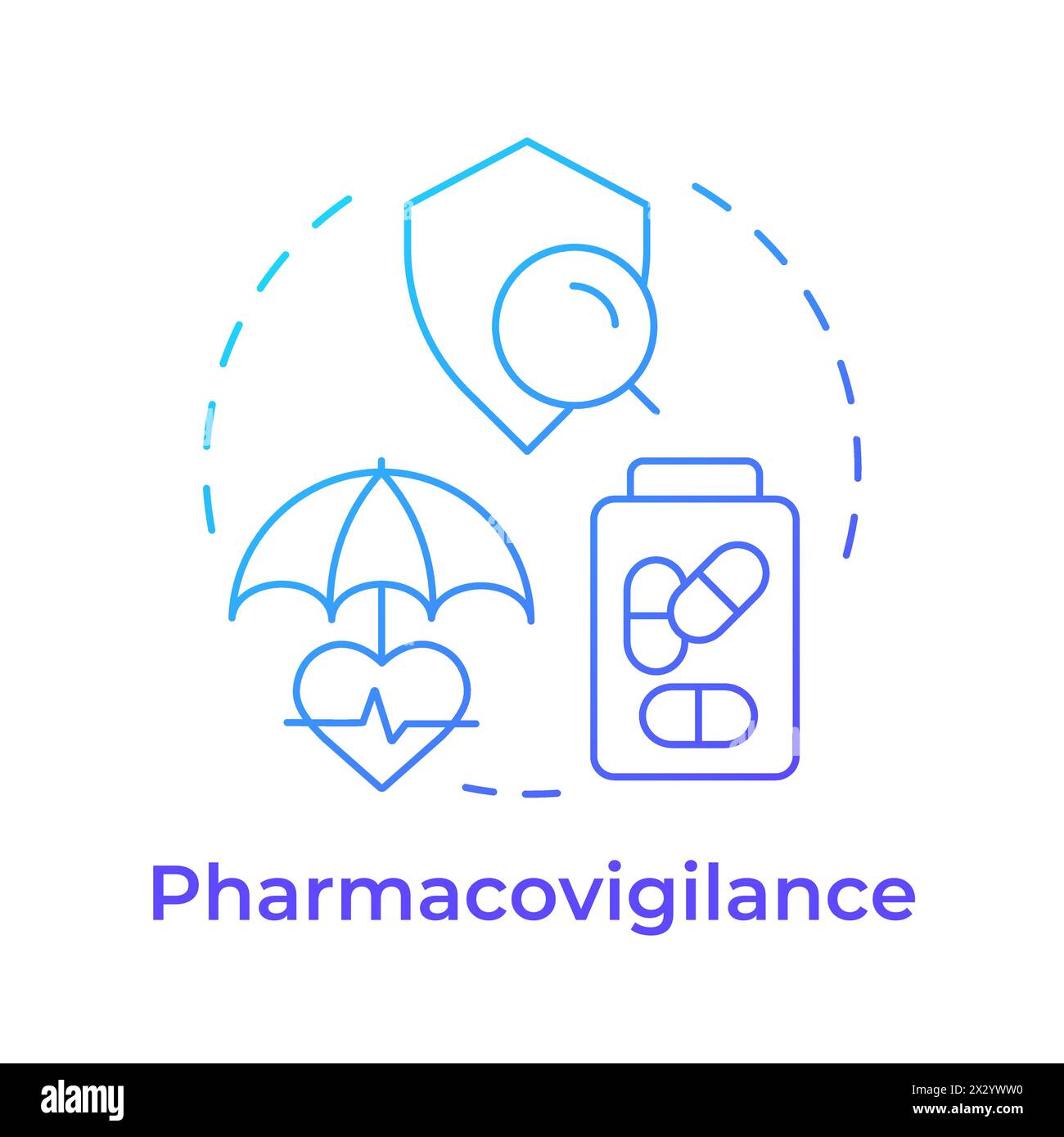Pharmacovigilance blue gradient concept icon Stock Vector