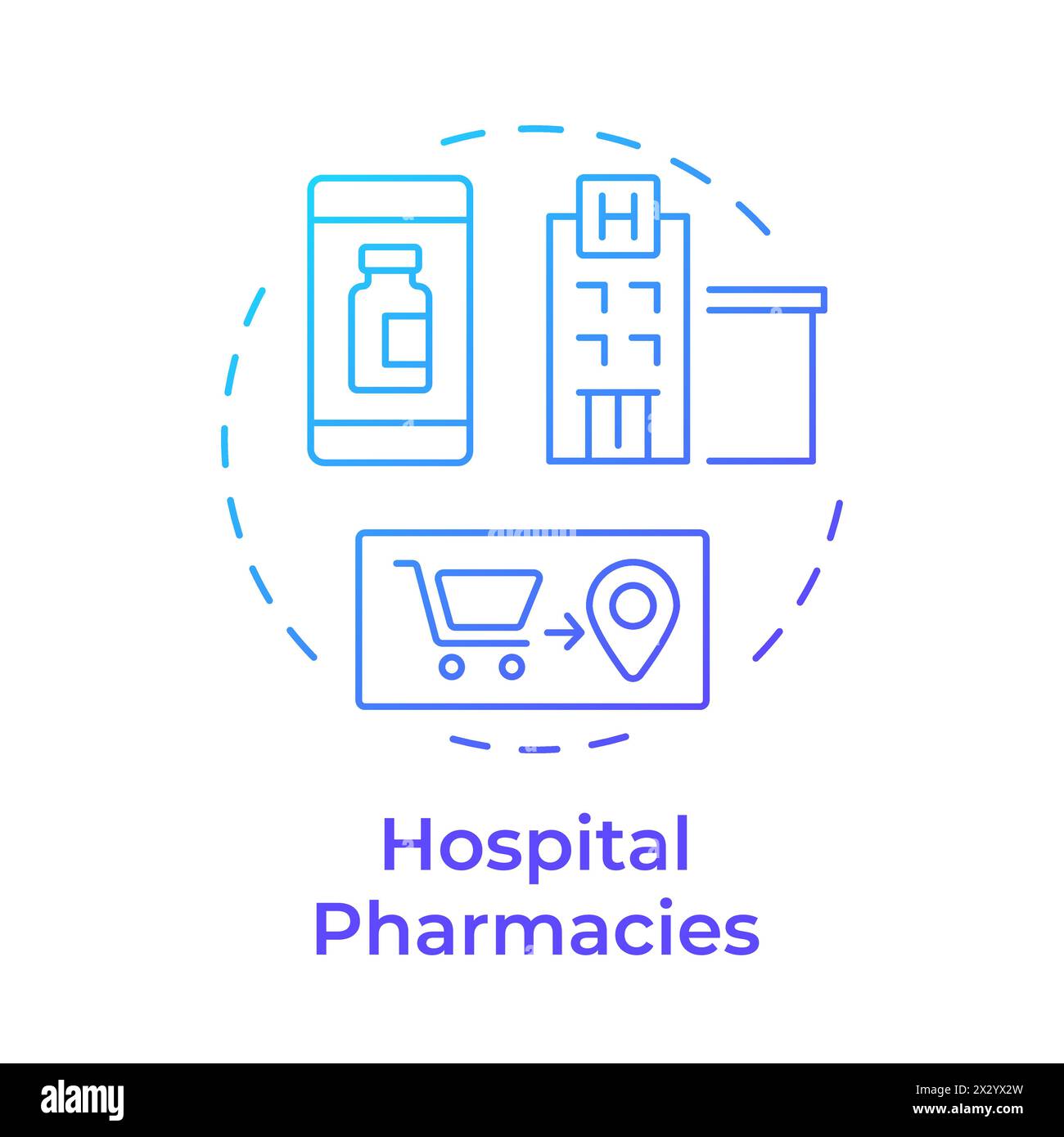 Hospital pharmacies blue gradient concept icon Stock Vector