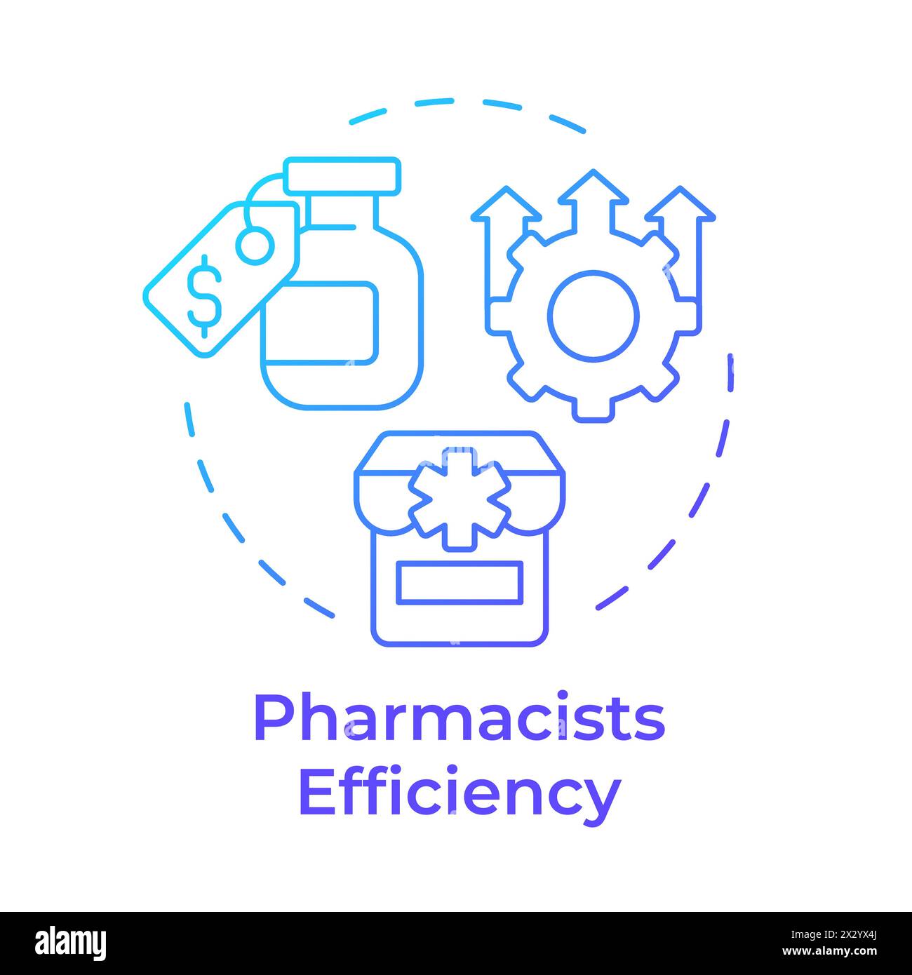 Pharmacists efficiency blue gradient concept icon Stock Vector