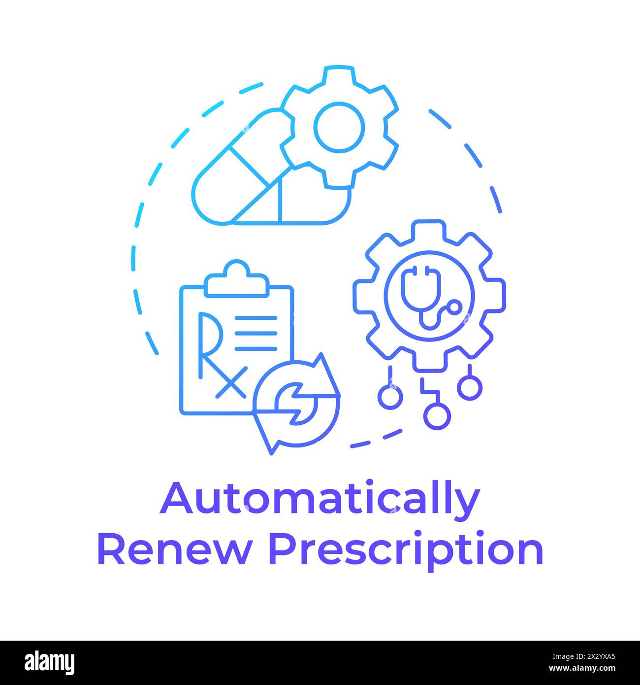 Automatically renew prescription blue gradient concept icon Stock Vector