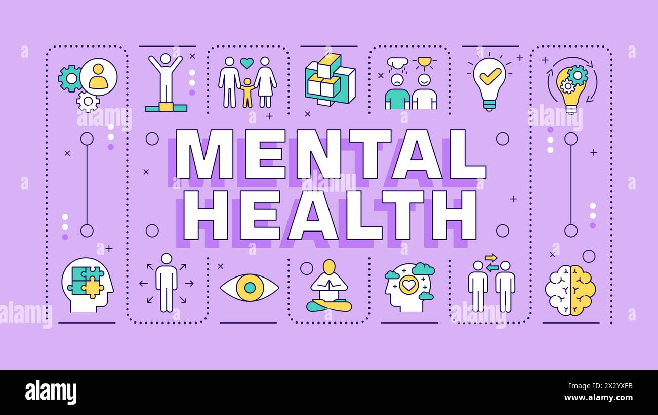 Mental health light purple word concept Stock Vector