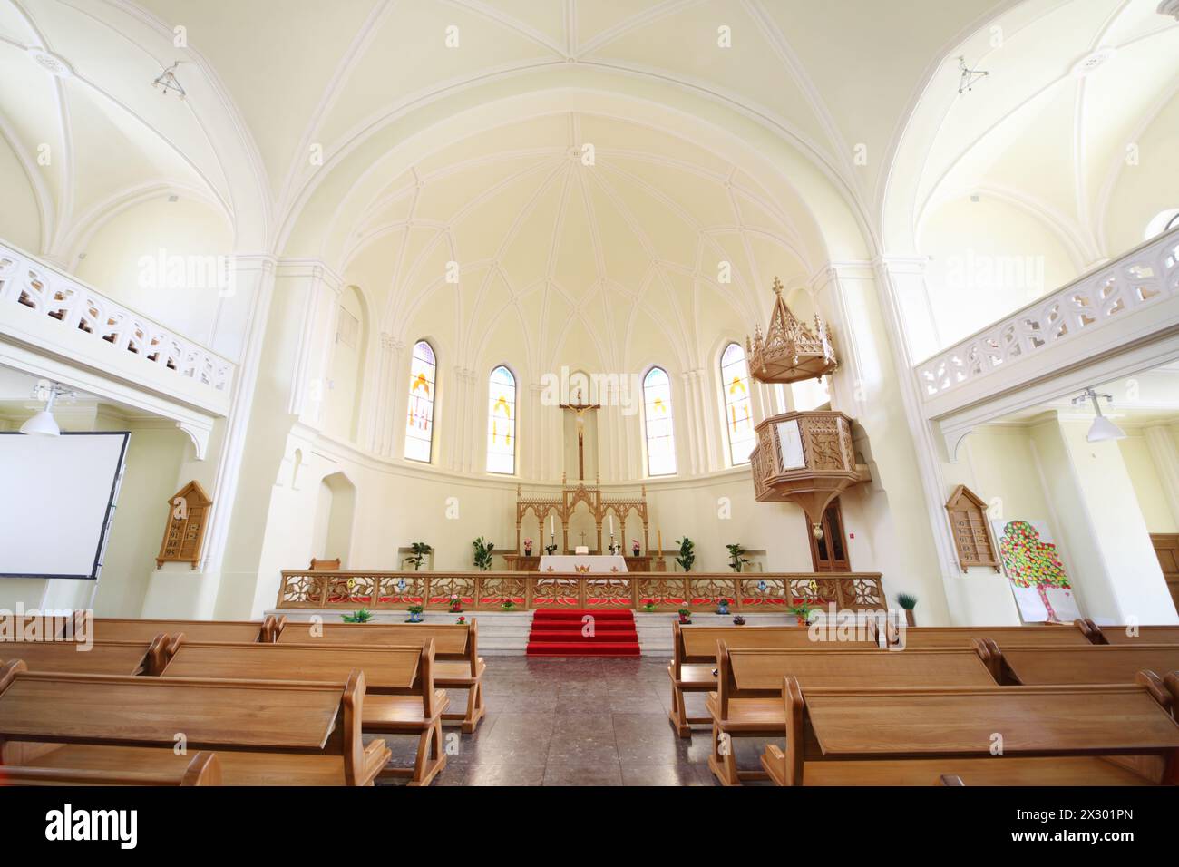 MOSCOW - APRIL 11: Crucifixion in Evangelical Lutheran Cathedral of Sts. Peter and Paul on April 11, 2012 in Moscow, Russia. In July 1992 he was trans Stock Photo