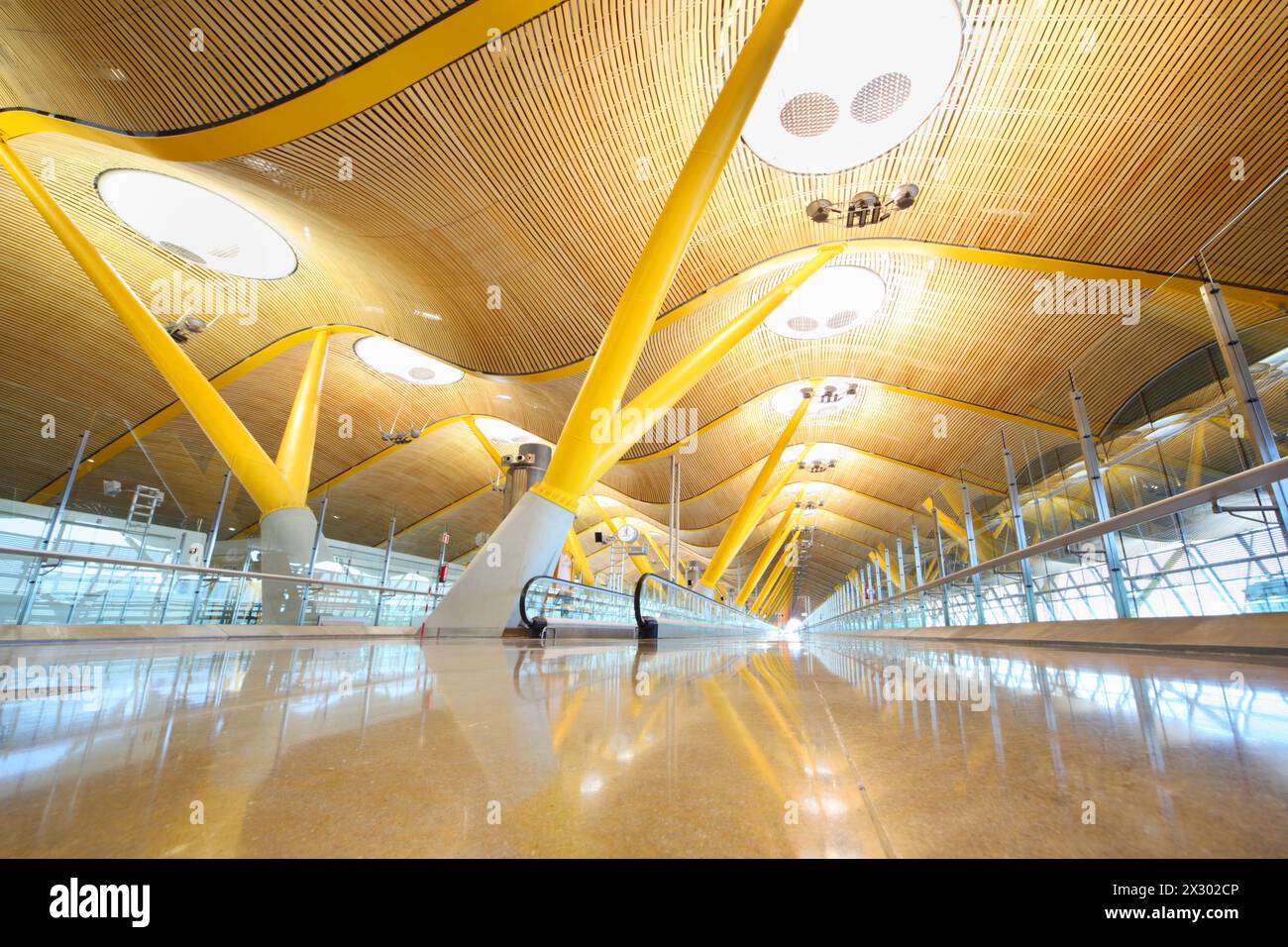 MADRID - MARCH 7: Light hall in Madrid Barajas Airport on March 7, 2012 in Madrid, Spain. Barajas - main airport of registry Spanish airline Iberia Ai Stock Photo