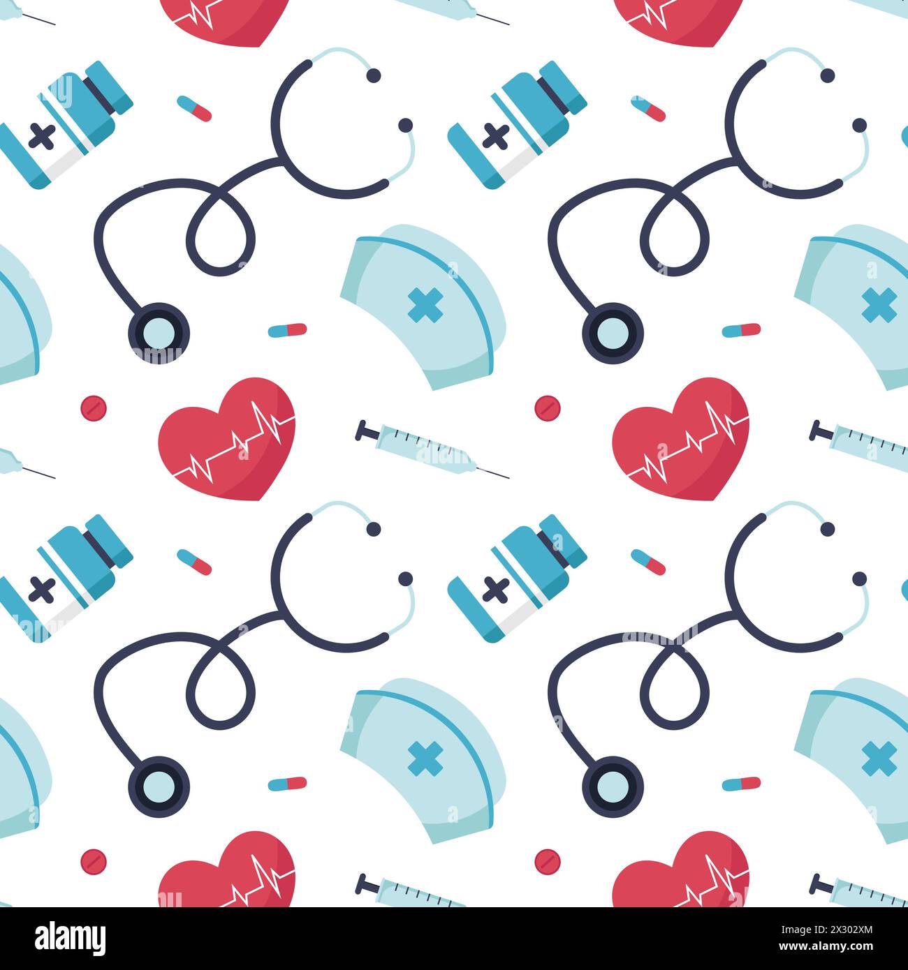 Doctor Design Pattern Doctors Day Seamless Pattern Design with Medical Equipment in Template ...