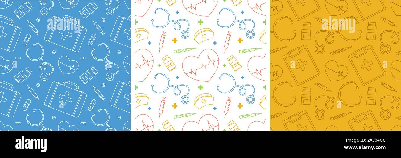 Doctor Design Pattern Doctors Day Seamless Pattern Design with Medical Equipment in Template ...