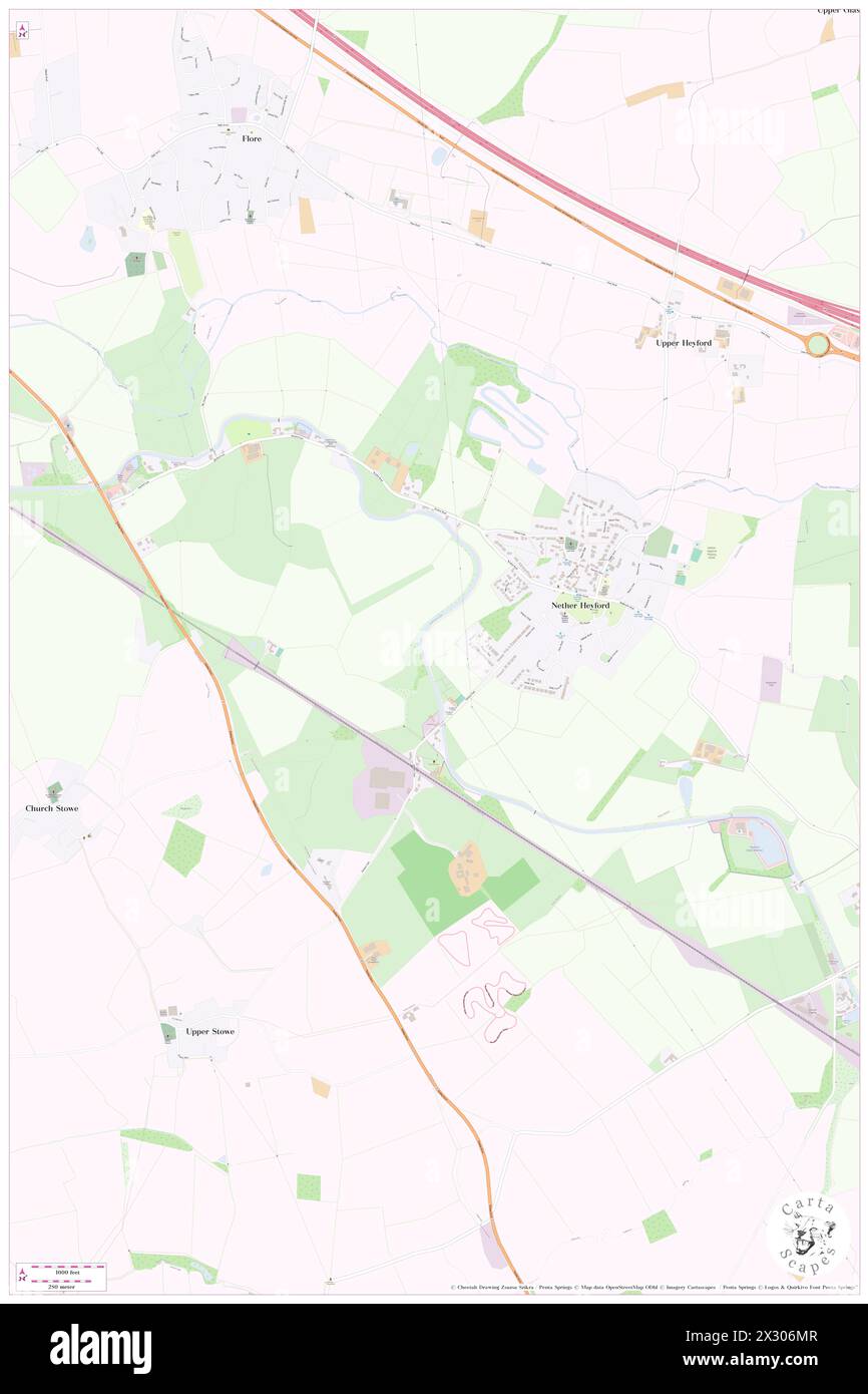 Nether Heyford, Northamptonshire, GB, United Kingdom, England, N 52 13' 16'', S 1 2' 4'', map, Cartascapes Map published in 2024. Explore Cartascapes, a map revealing Earth's diverse landscapes, cultures, and ecosystems. Journey through time and space, discovering the interconnectedness of our planet's past, present, and future. Stock Photo