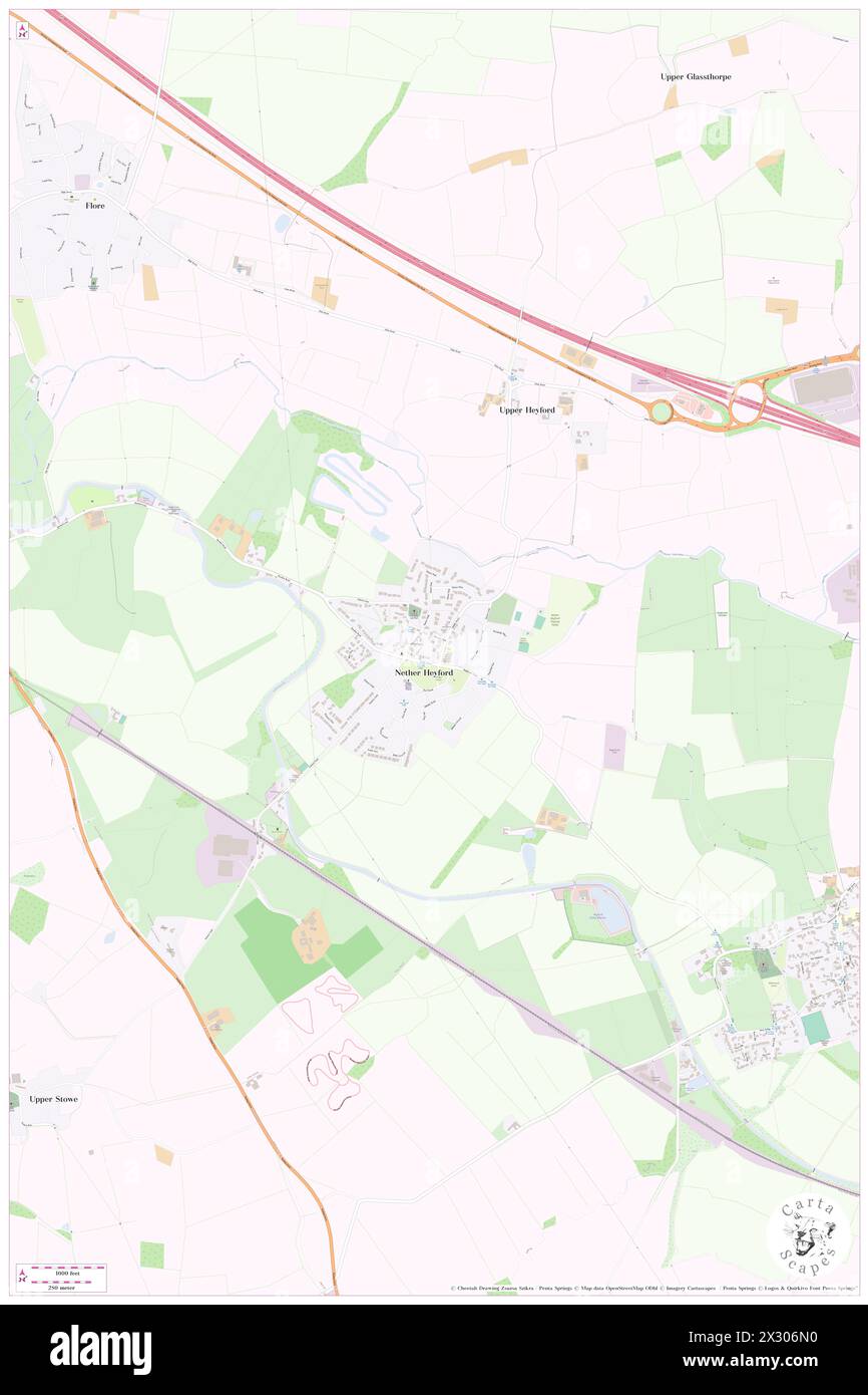 Nether Heyford, Northamptonshire, GB, United Kingdom, England, N 52 13' 16'', S 1 2' 4'', map, Cartascapes Map published in 2024. Explore Cartascapes, a map revealing Earth's diverse landscapes, cultures, and ecosystems. Journey through time and space, discovering the interconnectedness of our planet's past, present, and future. Stock Photo