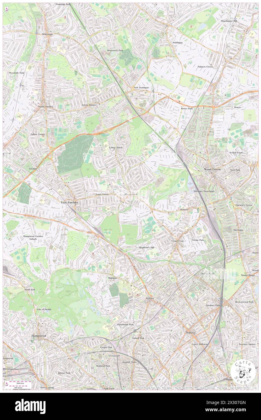 Muswell Hill, Greater London, GB, United Kingdom, England, N 51 35' 25'', S 0 8' 31'', map, Cartascapes Map published in 2024. Explore Cartascapes, a map revealing Earth's diverse landscapes, cultures, and ecosystems. Journey through time and space, discovering the interconnectedness of our planet's past, present, and future. Stock Photo