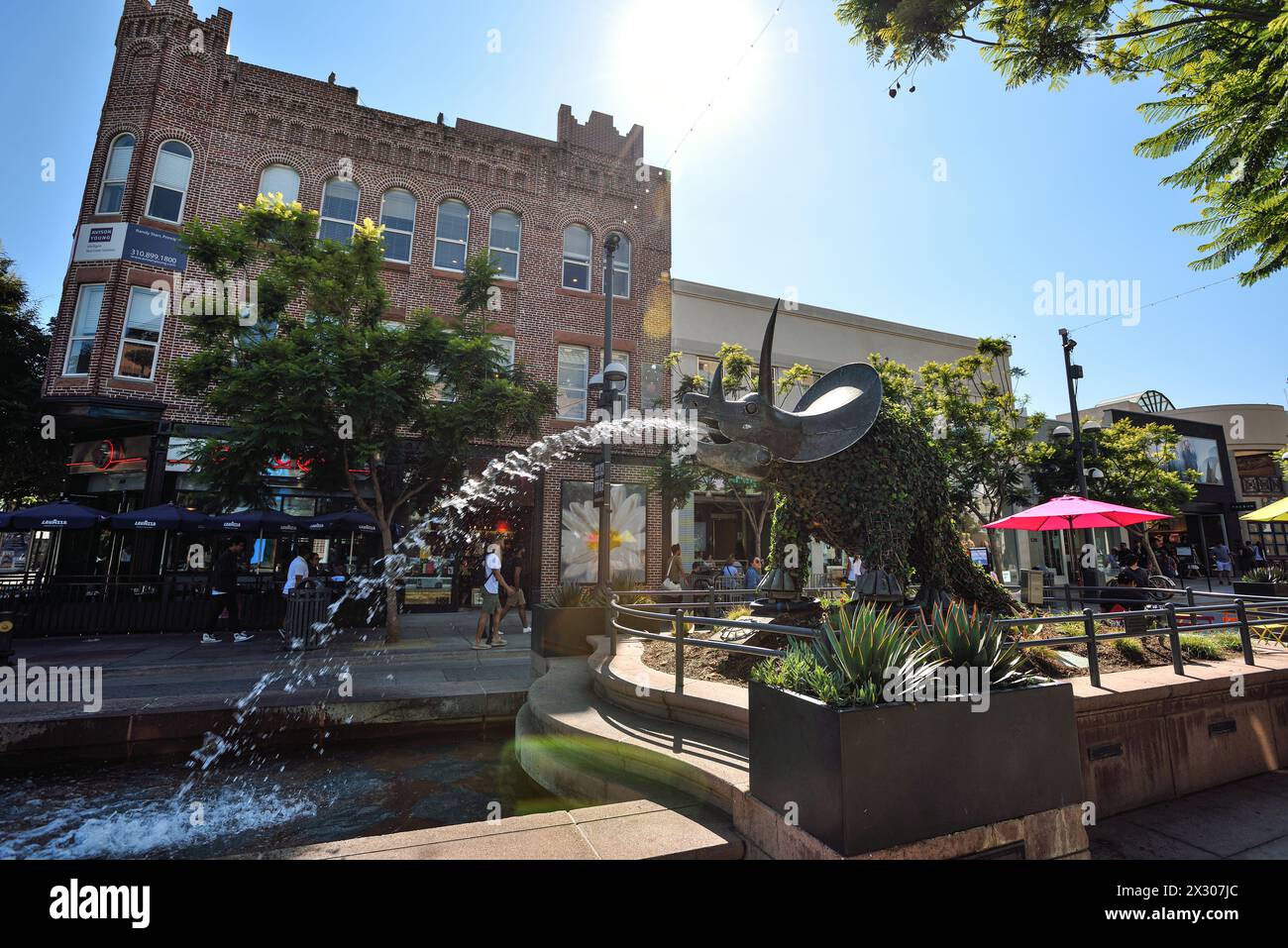 The Famous Dinosaur Fountains on Third Street Promenade in Downtown